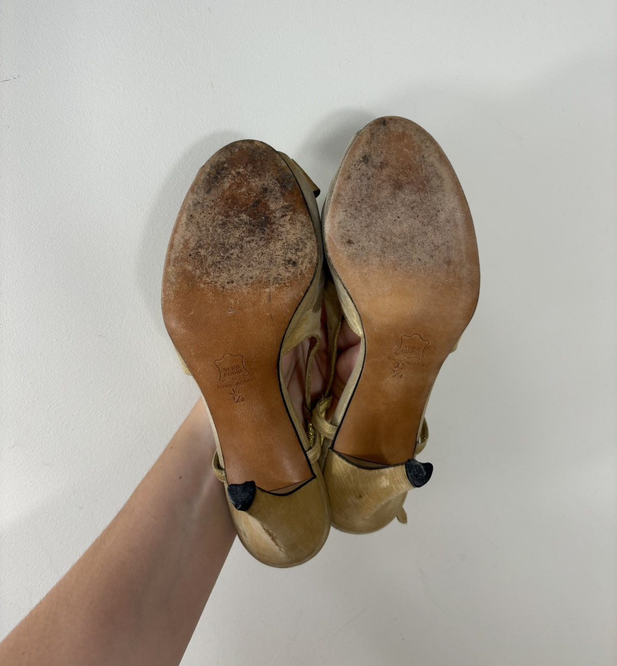 Vintage Yves Saint Laurent Vintage Gold Silk Satin Slingback Heels Size US 7.5 / IT 37.5 - 20 Thumbnail