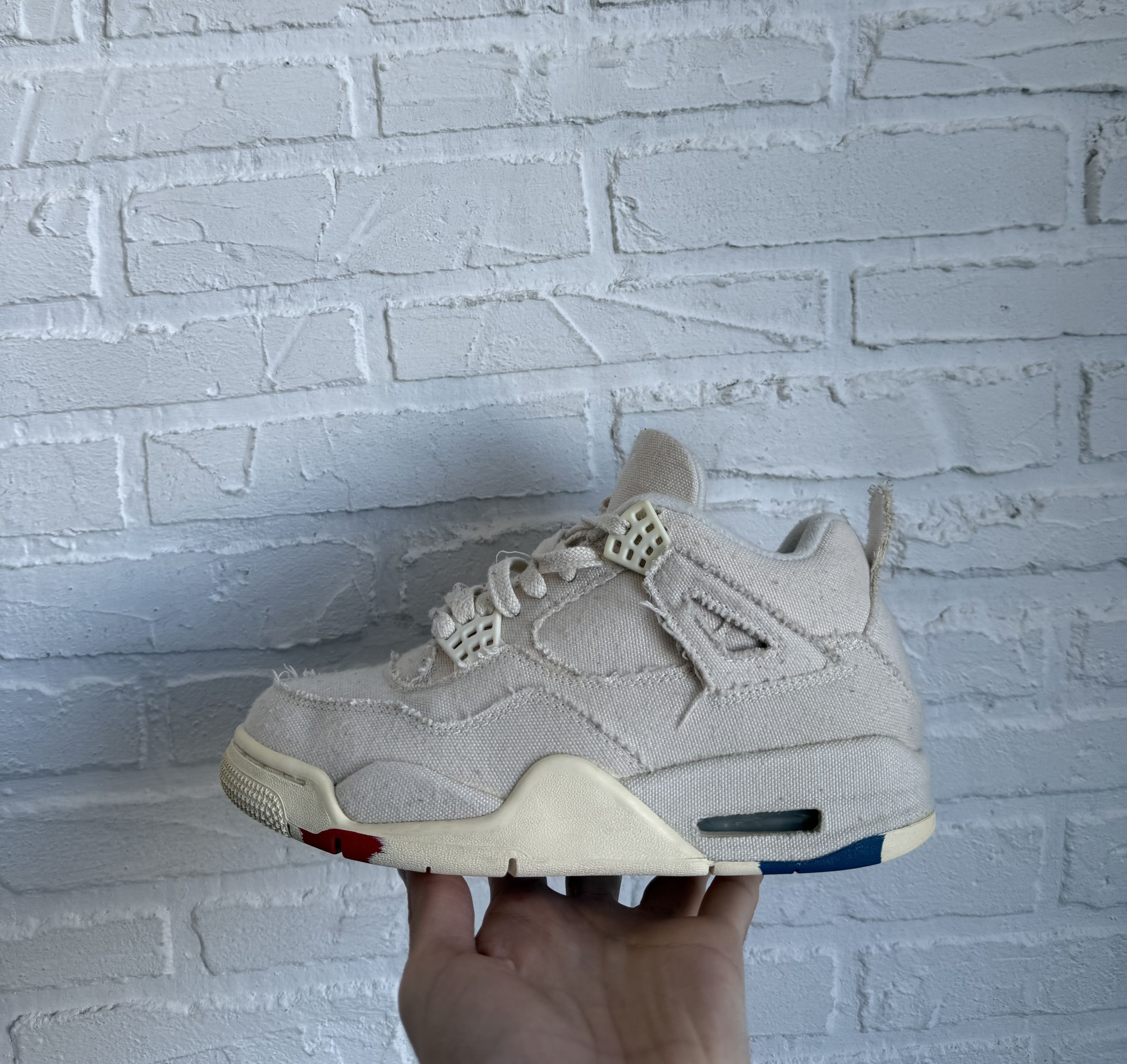 Nike Nike Air Jordan 4 Sail Blank Canvas Cement Grey Size US 6.5 / IT 36.5 - 2 Thumbnail