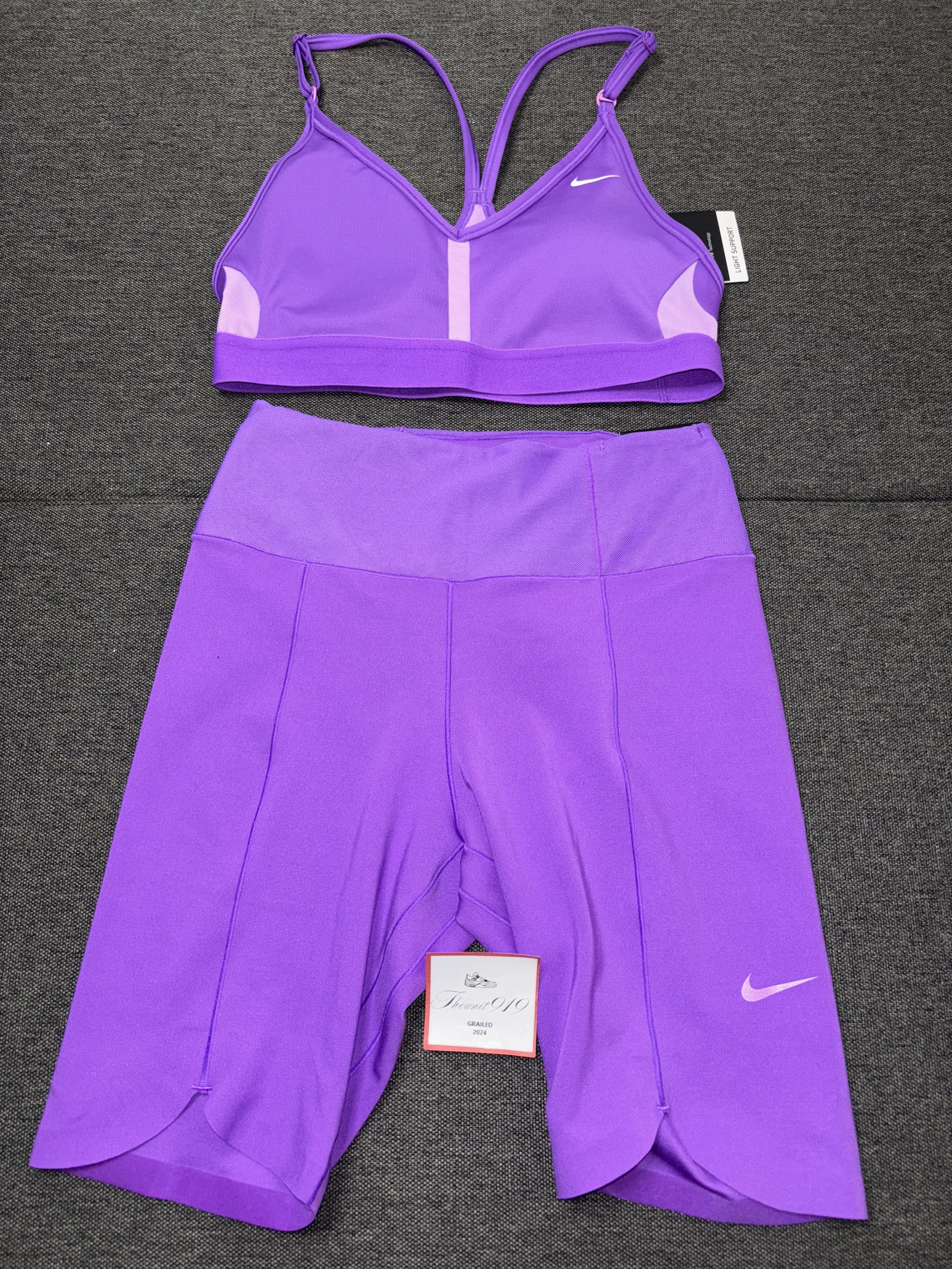 Nike Nike Indy Bra and Dri-Fit Shorts Set Purple Size XS Size 22" - 1 Thumbnail