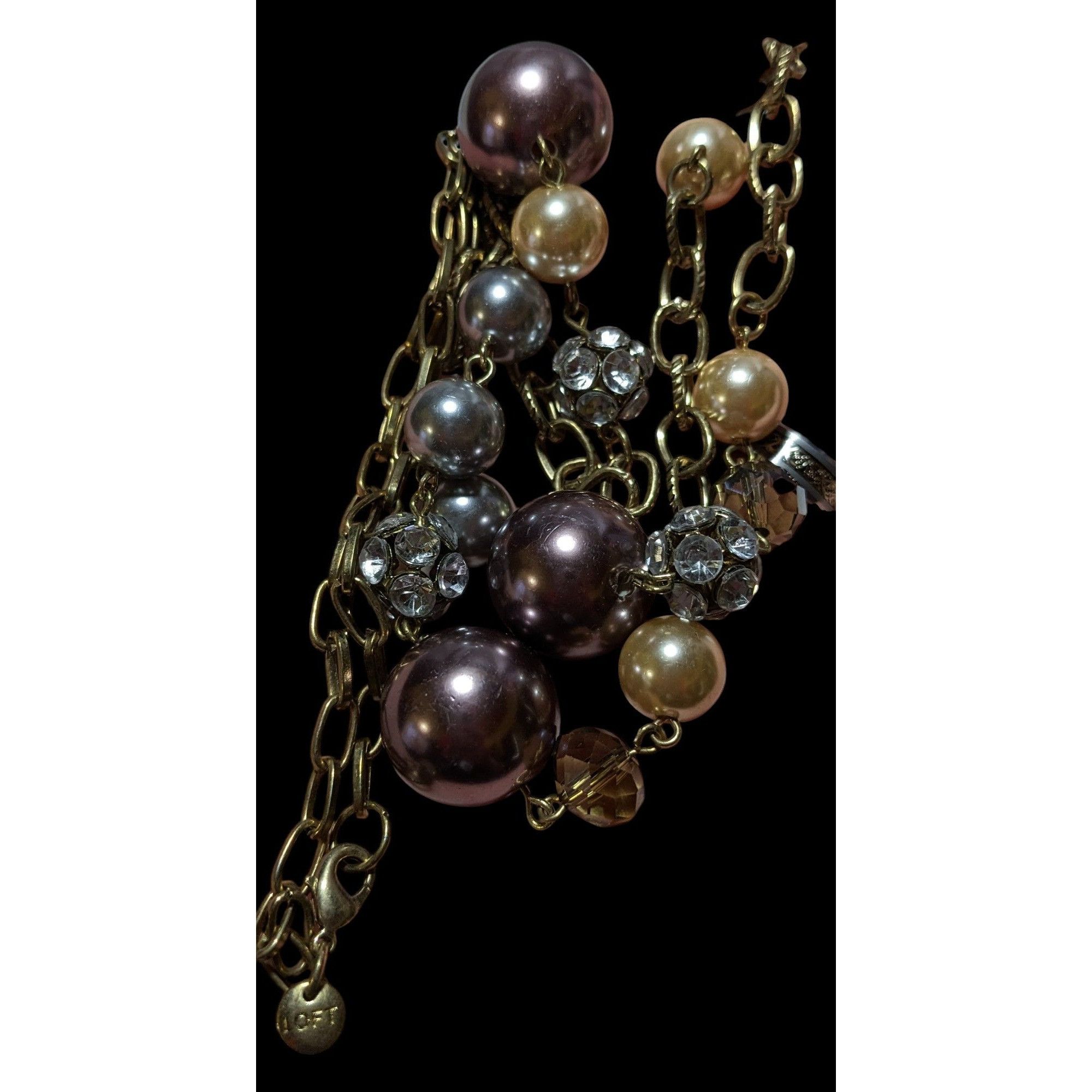 Loft Glam Pearl Ann Taylor Loft Chain Beaded Necklace Size ONE SIZE - 4 Thumbnail