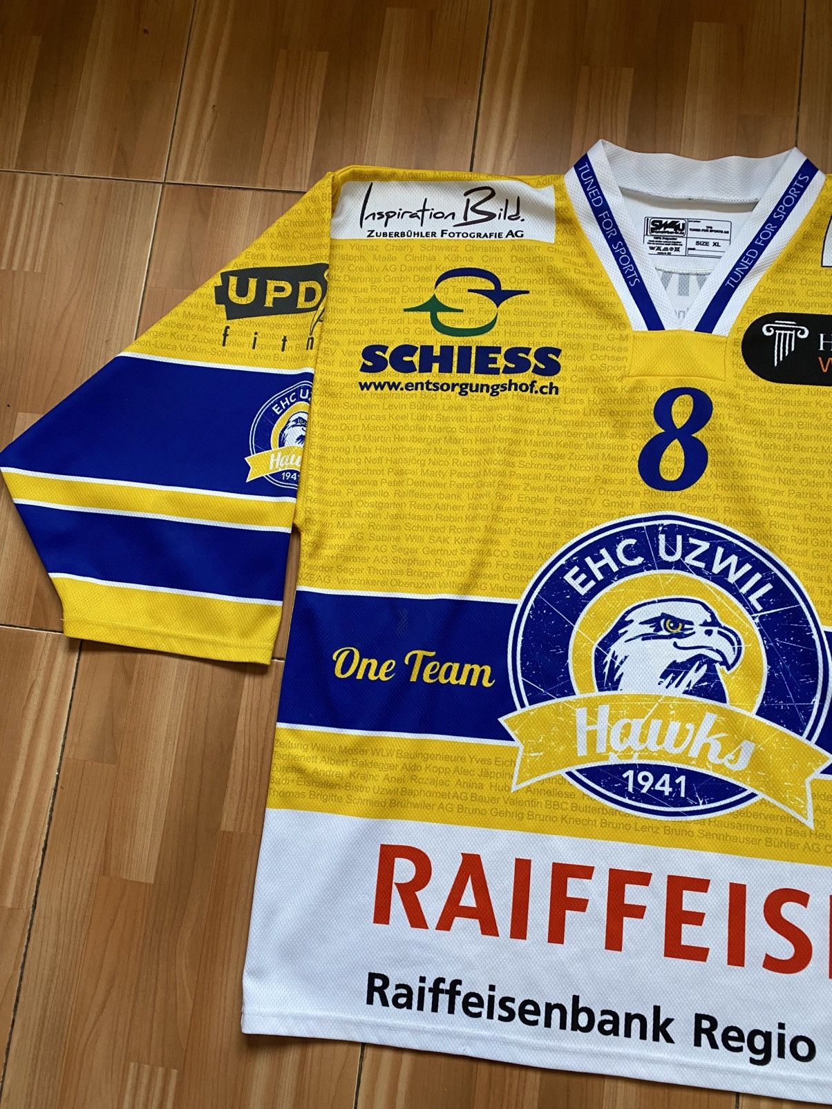 NHL EHC Uzwil Hawks Team Bistro #8 Switzerland Shirt Hockey Size US XL / EU 56 / 4 - 6 Thumbnail