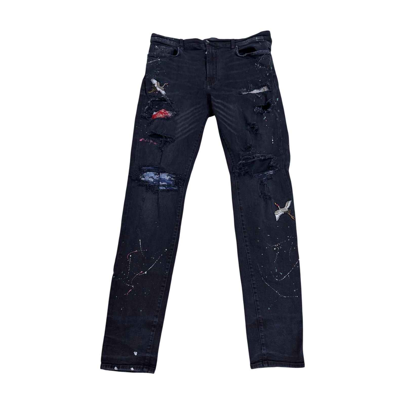 Amiri Amiri Swan Patch Black Wash Jeans Size US 38 / EU 54 - 1 Thumbnail
