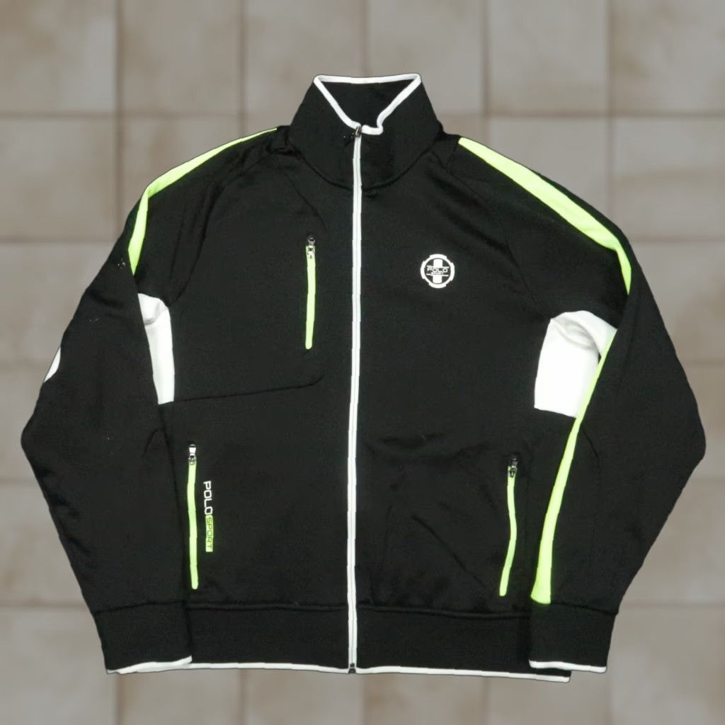 Polo Sport Jacket Mens Large Black Full Zip Pockets Sweatshirt Ralph Lauren