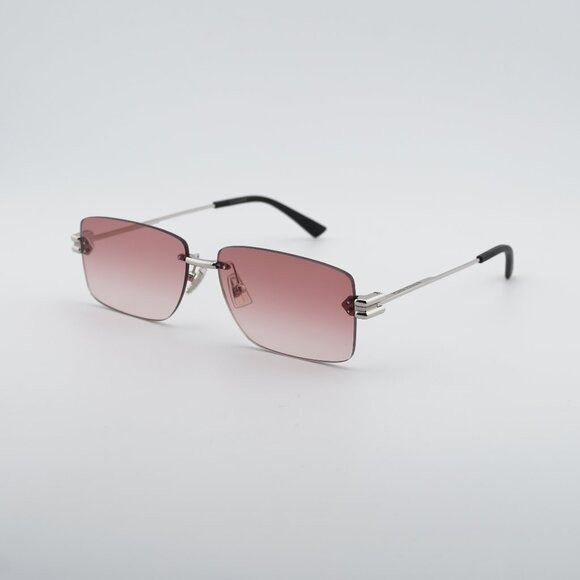 Bottega Veneta Bottega Veneta BV1126S 007 Sunglasses Silver Rectangle Frame Size ONE SIZE - 1 Thumbnail