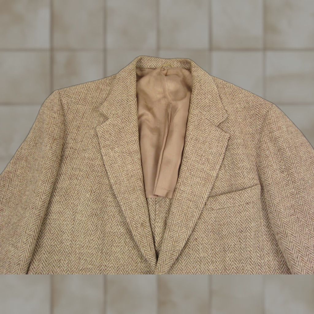 Harris Tweed VINTAGE Harris Tweed Blazer Jacket Mens 40-42 Brown 100% Wool Wool Tweed Herringbone Two-Button 80s 90s Sports Mens Brown Harris Tweed Jacket Size 40R - 1 Thumbnail