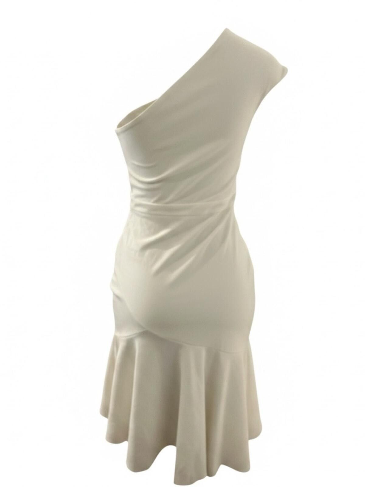 Aquascutum NWT Aqua Asymmetric One-Shoulder Off White Dress Size S / US 4 / IT 40 - 4 Thumbnail