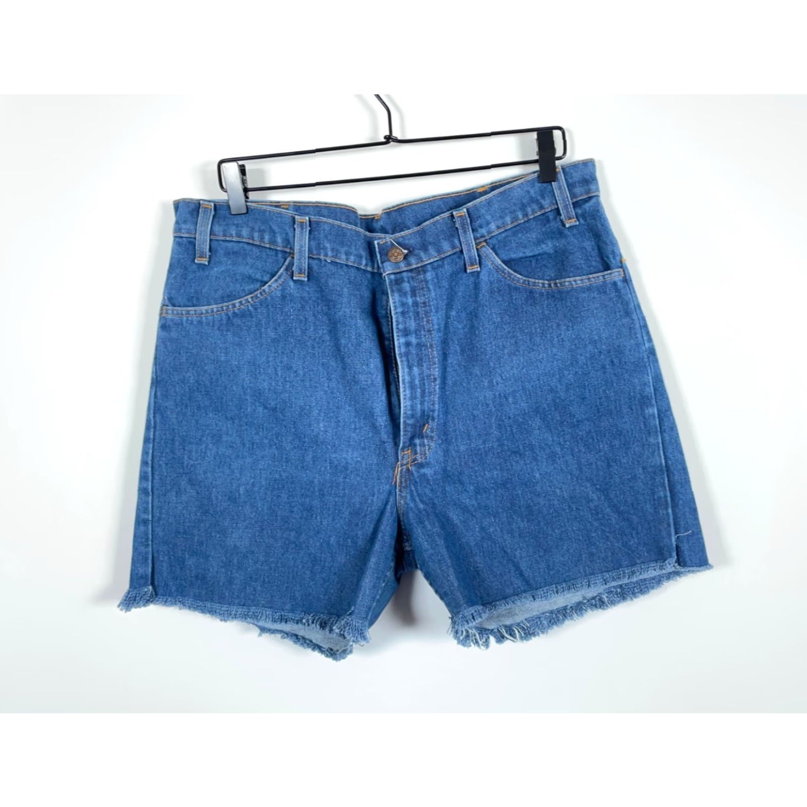 Levi's VINTAGE Levi's 519 Jean Short Bermuda Men's 36 x 4 Blue Denim Orange Tab Frayed 80s Hip Hop Retro Size US 36 / EU 52 - 2 Thumbnail