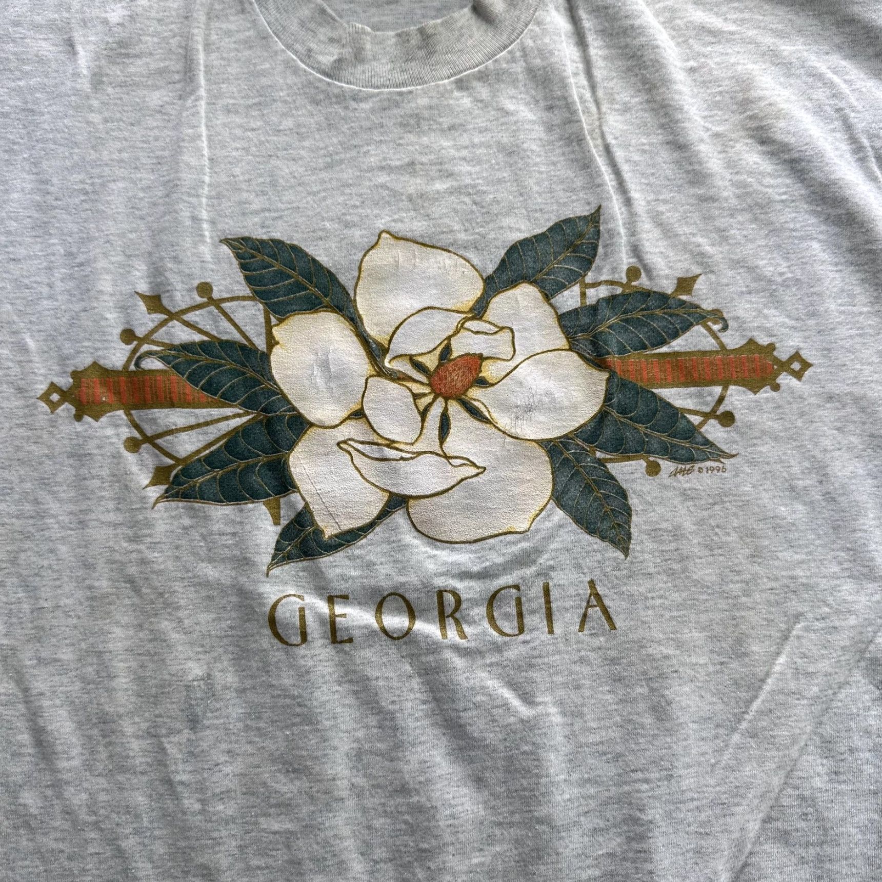 Fruit Of The Loom VINTAGE Georgia Shirt Mens XL Fruit of the Loom Magnolia Graphic Made USA 90s Size US XXL / EU 58 / 5 - 2 Thumbnail