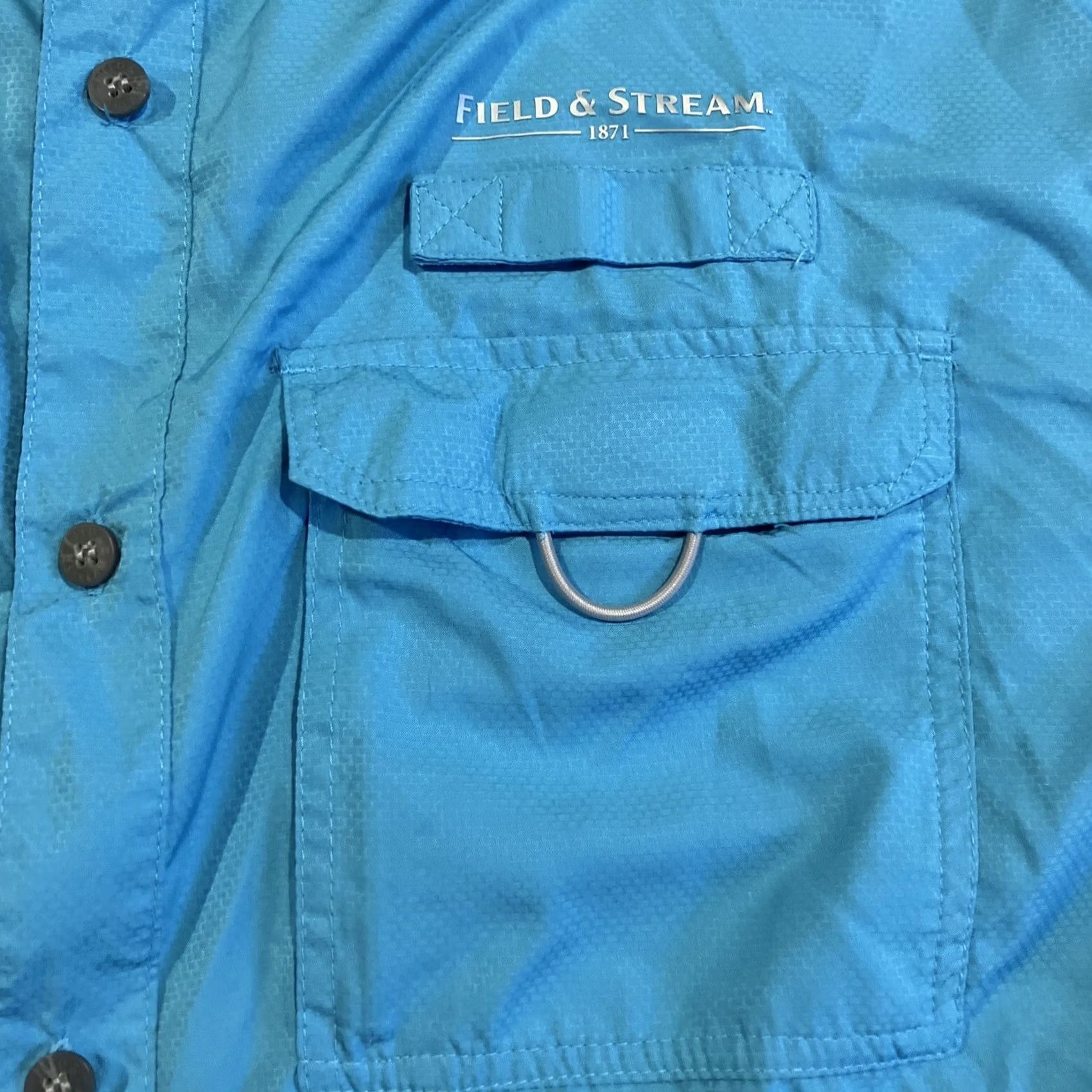 Vintage Field & Stream Long Sleeve Button-Up Fishing Shirt XL Turquoise Vented Men’s Blue Fishing Theme 80s? Size US XL / EU 56 / 4 - 2 Thumbnail