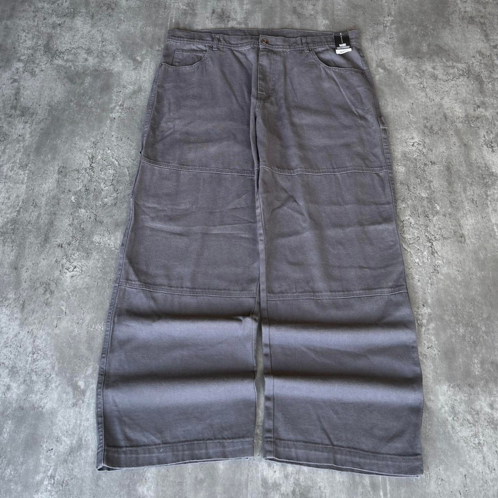 Vintage Y2K Wolf Grey Double Knee Baggy Carpenter Pants