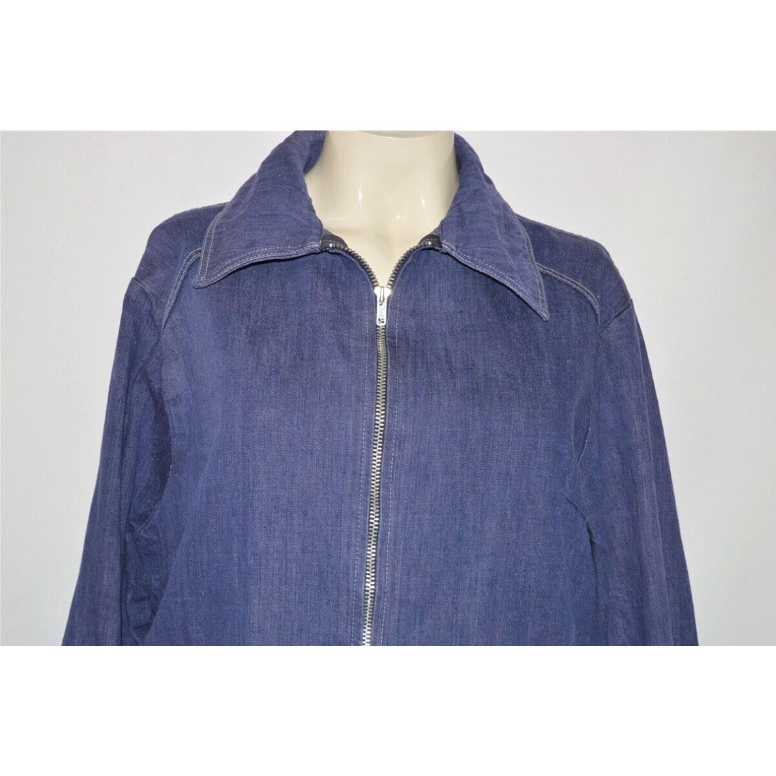 image of Vintage 50S Anvil Women's Denim Workwear Zip Front Jean Work Jacket Large L in White