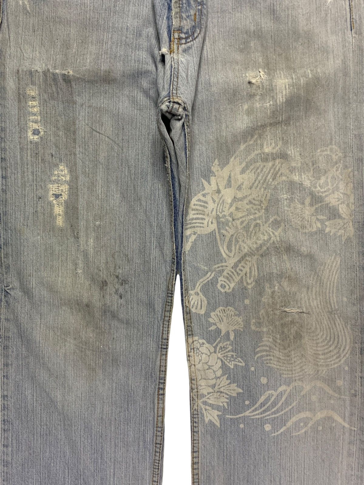 Vintage Japanese Karakuri Mud Wash Printed Baggy Jeans