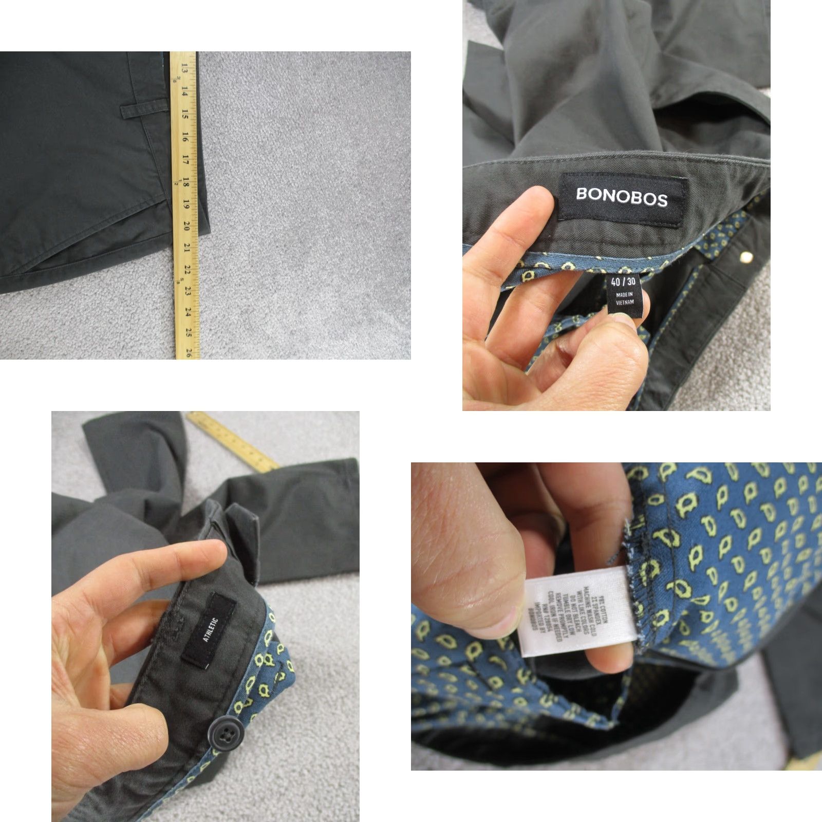 Bonobos Bonobos Athletic Chinos Pants Mens 40 Gray Cotton Twill Flat Front Zip 28 Inseam 40X28 Regular Size Broader City College Preppy Mens Size US 40 / EU 56 - 8 Thumbnail