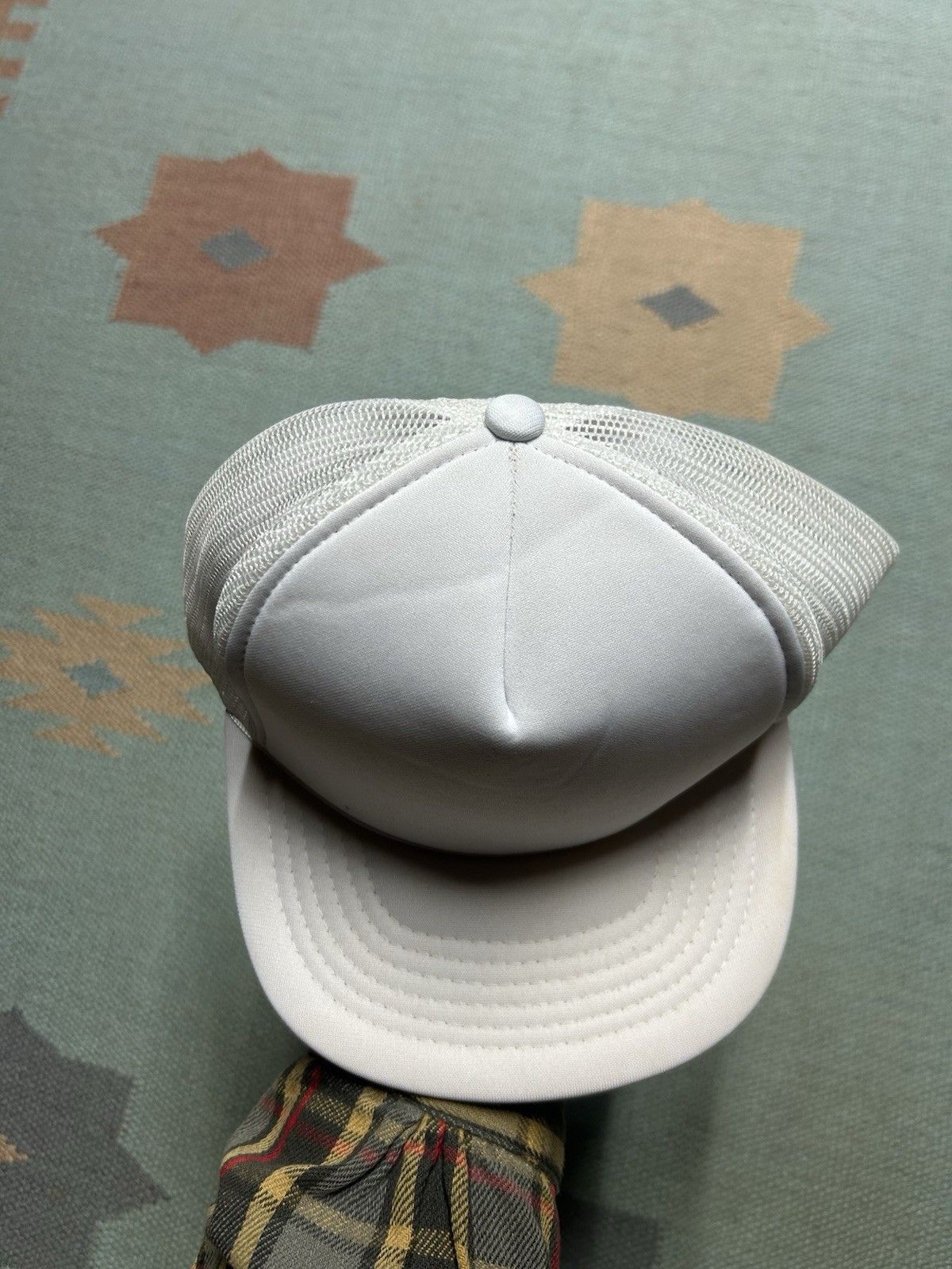 Vintage Vintage 80s trucker hat blank white snapback plain Size ONE SIZE - 4 Thumbnail