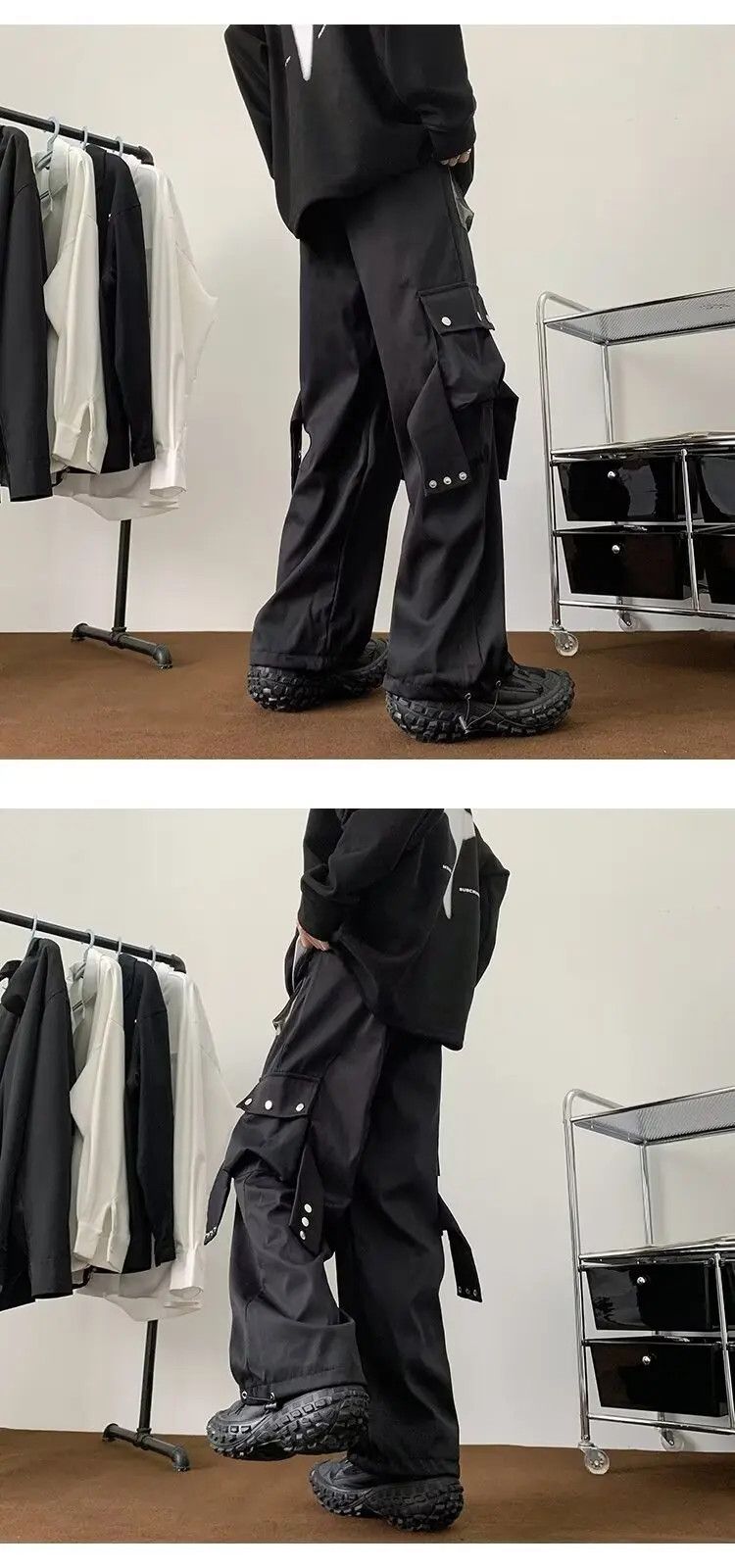 Japanese Brand × Vintage American Style Wide-leg Cargo Pants For Men Spring Autumn Size US 28 / EU 44 - 2 Thumbnail