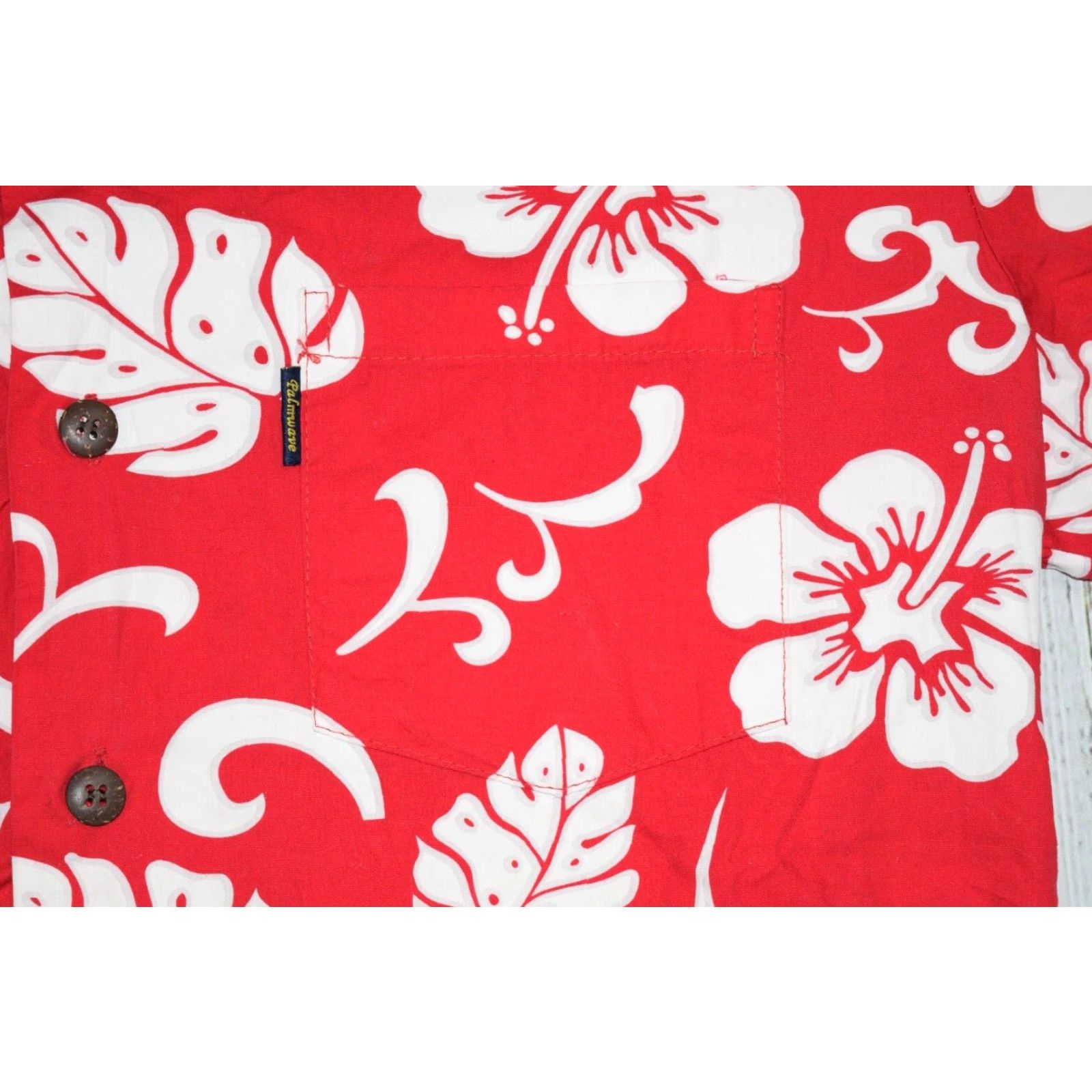 Vintage VINTAGE Palm Wave Hawaiian Camp Shirt Aloha Floral Red Hibiscus Classic Button M Mens Size US M / EU 48-50 / 2 - 2 Thumbnail