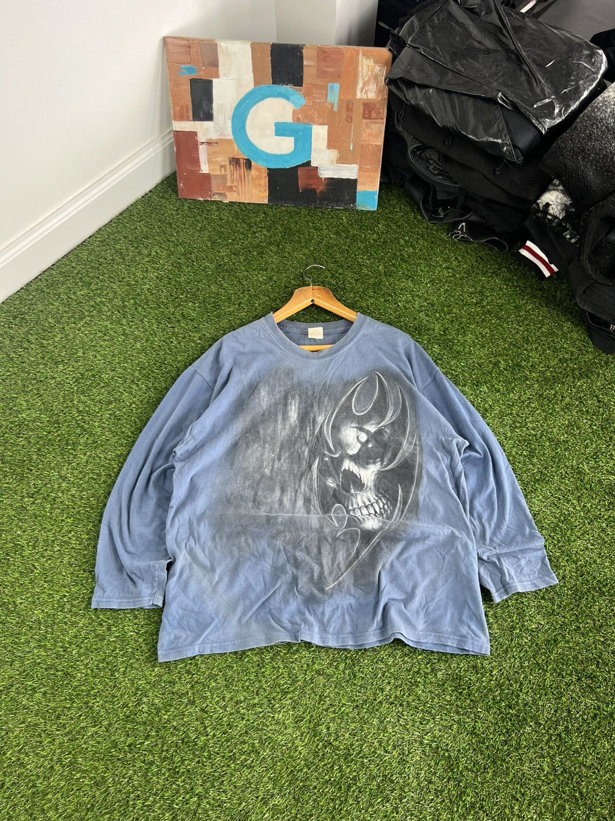 Japan Skull Long Sleeve T Shirt Like Mastermind Distressed