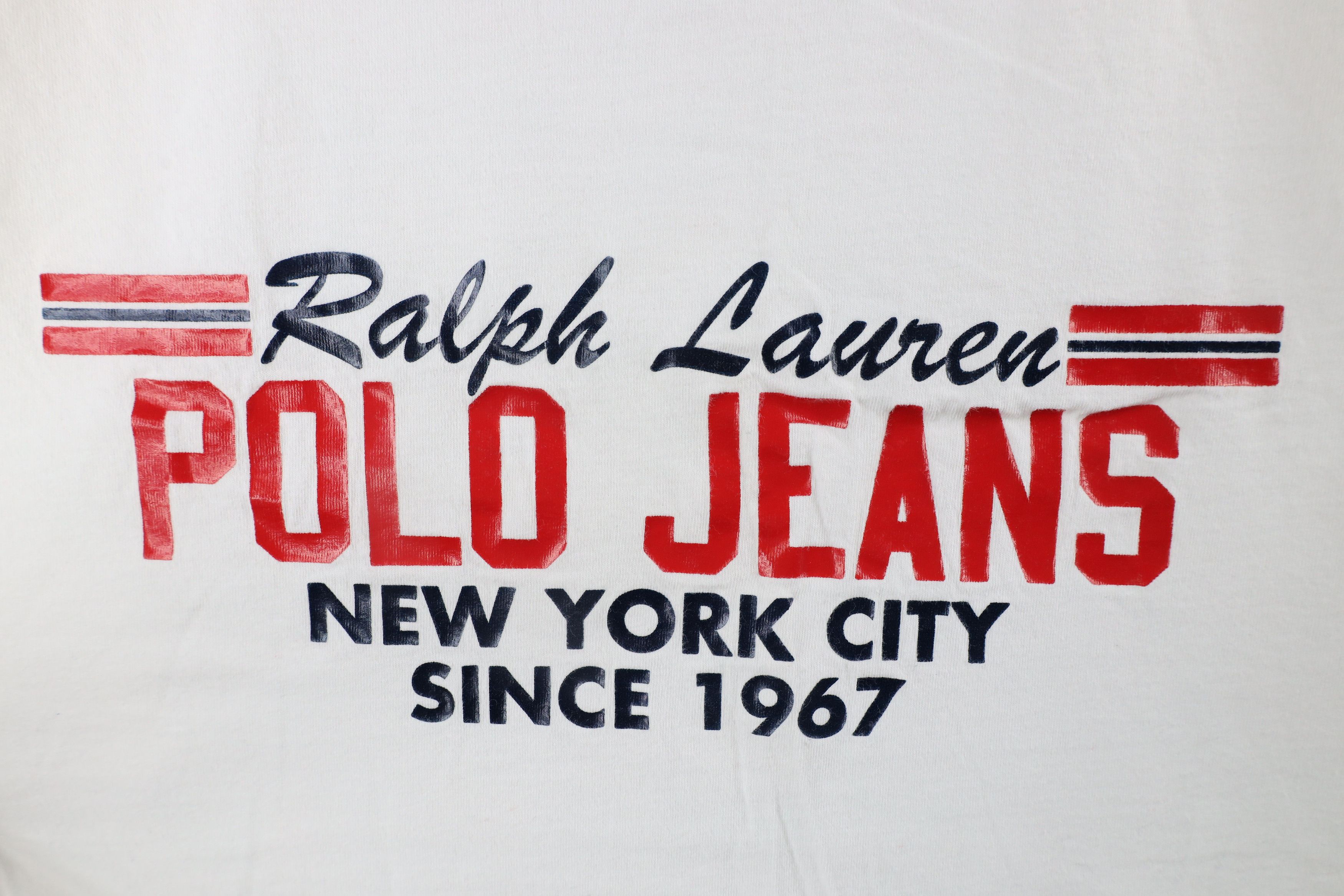 Ralph Lauren × Vintage Vintage 90s Ralph Lauren Out New York Ringer T-Shirt White Size US XXL / EU 58 / 5 - 4 Thumbnail