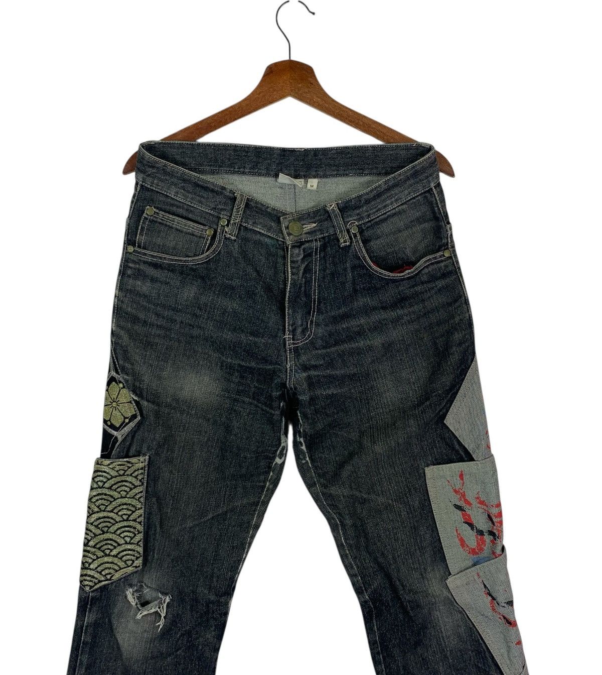Kapital JAPANESE BRAND GUMU STYLE PATCHWORK POCKET DENIM PANTS Size US 30 / EU 46 - 9 Thumbnail