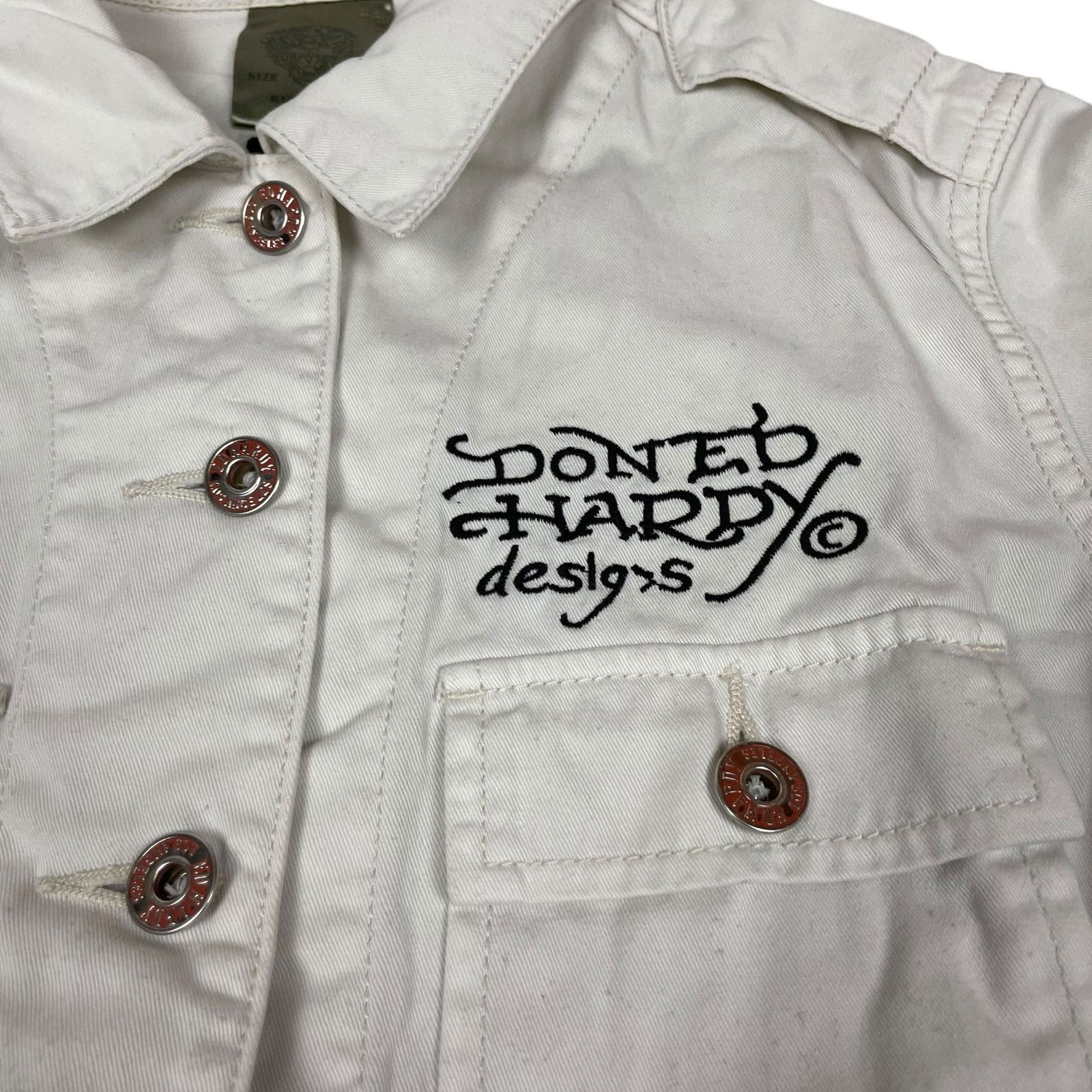 Ed Hardy Ed Hardy Womens White Cotton Bulldog Knife Trucker Jacket XS Size XS / US 0-2 / IT 36-38 - 5 Thumbnail