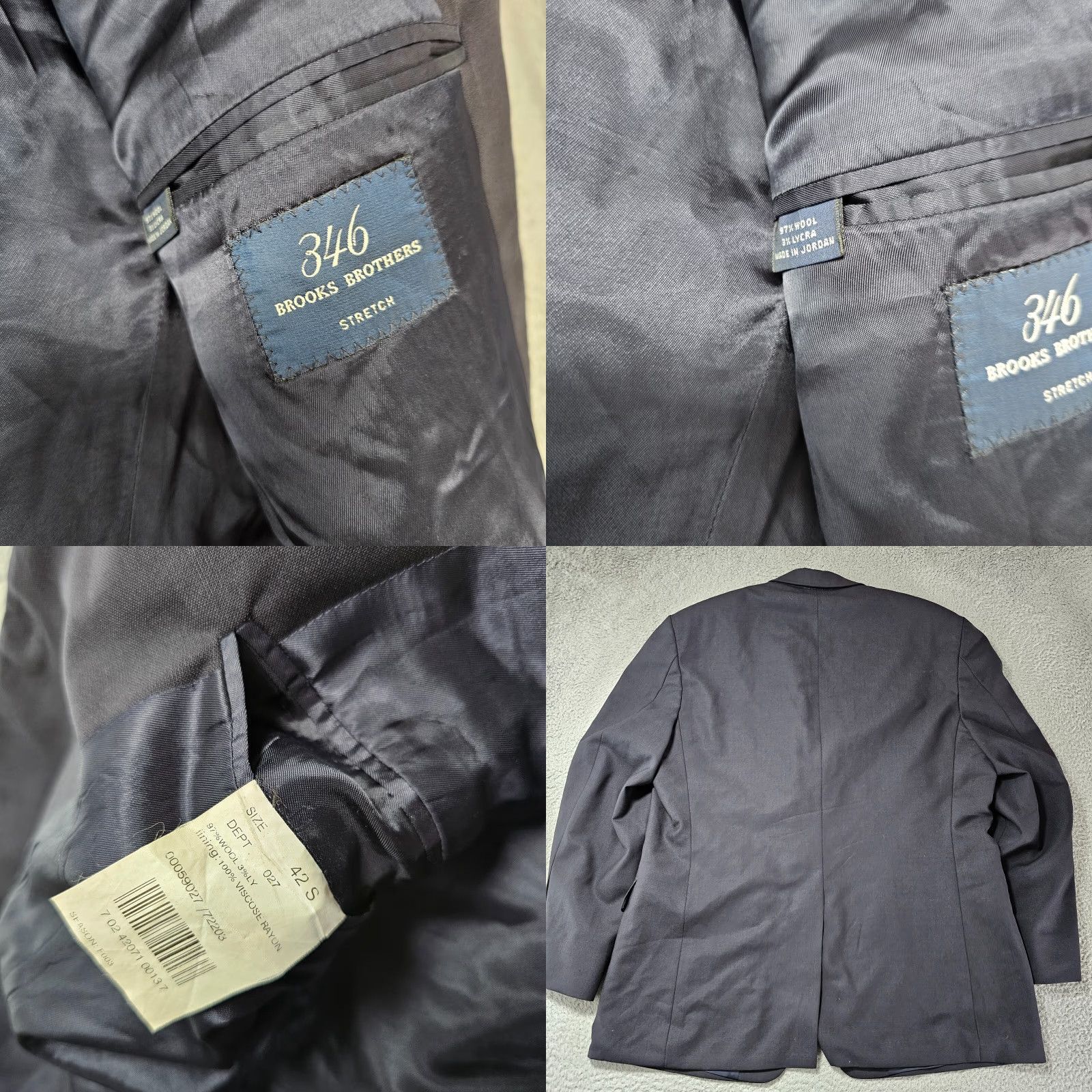 Brooks Brothers Brooks Brothers Blazer Mens 42S Black 346 Wool Stretch Suit Jacket Sports Coat Size 42R - 8 Thumbnail