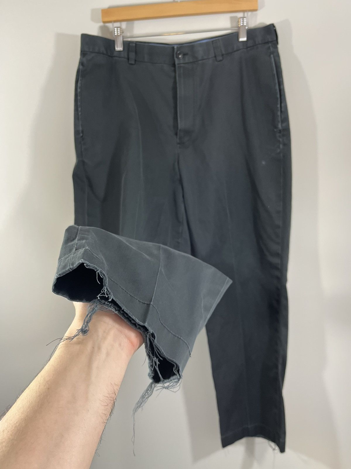 Thrashed Faded Blank Raw Hem Basic Pants