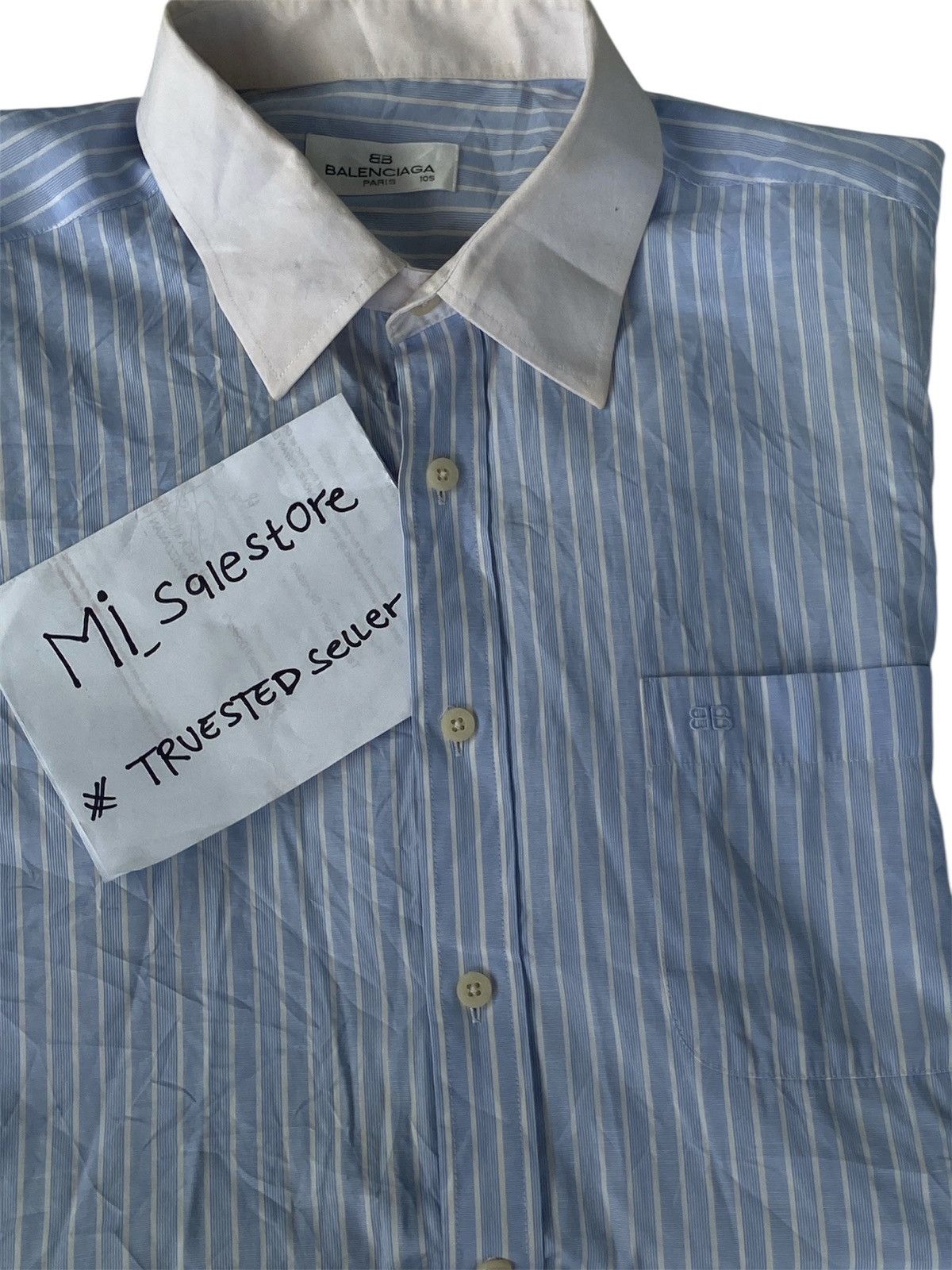 Japanese Brand AUTHENTIC Balenciaga stripe white/blue Size US XL / EU 56 / 4 - 1 Thumbnail