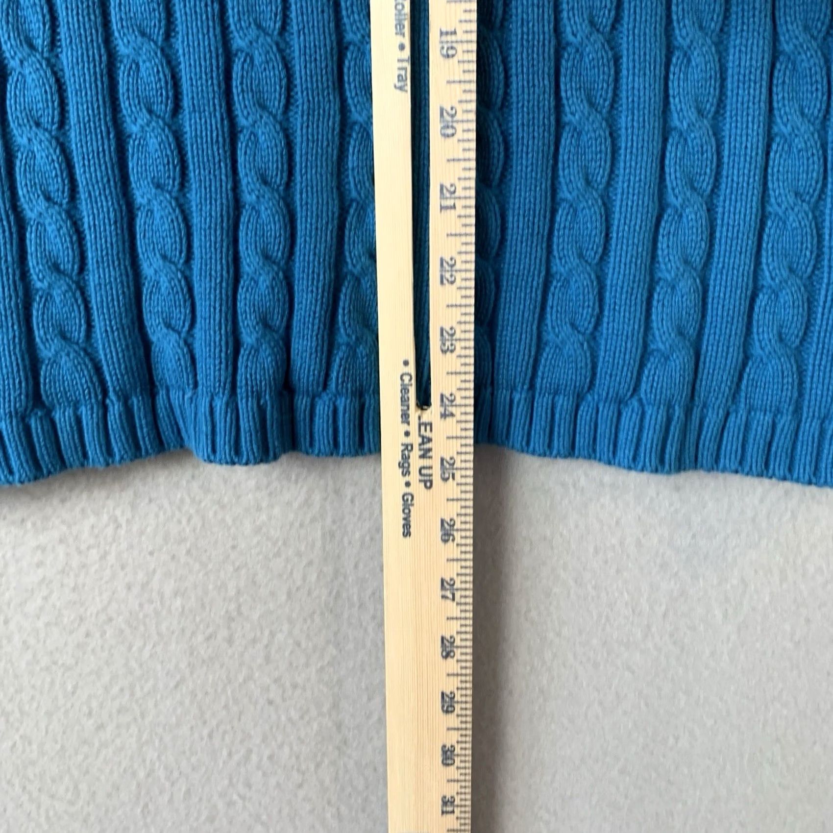 Vintage L.L. Bean Cardigan Fisherman Sweater Women XL Teal Cable Knit Full Zip Heavyweight Knit Cotton Size XL / US 12-14 / IT 48-50 - 7 Thumbnail