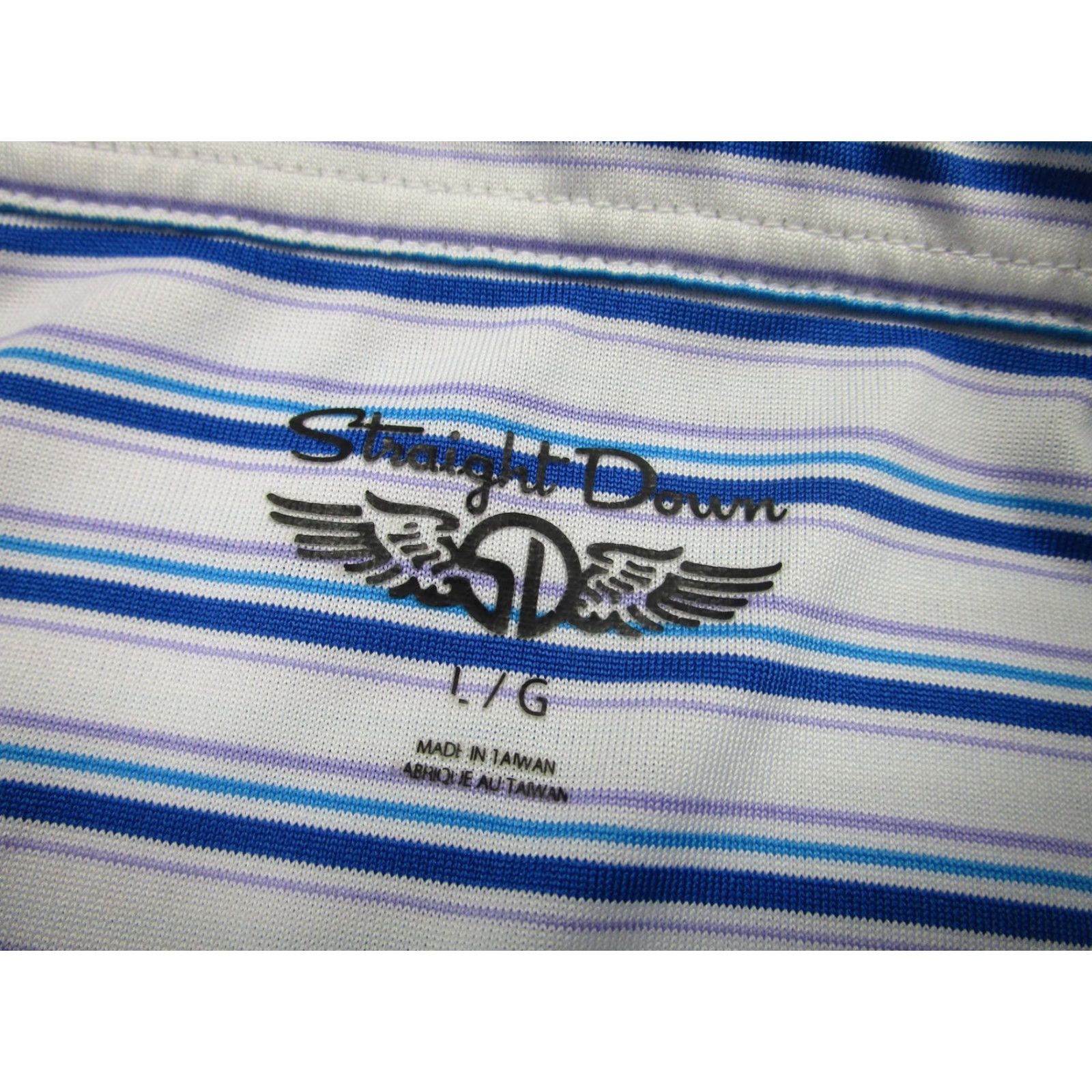 Vintage Straight Down Polo Shirt Golf Mens L Blue White Stripe Valencia Country Club Size US L / EU 52-54 / 3 - 5 Thumbnail