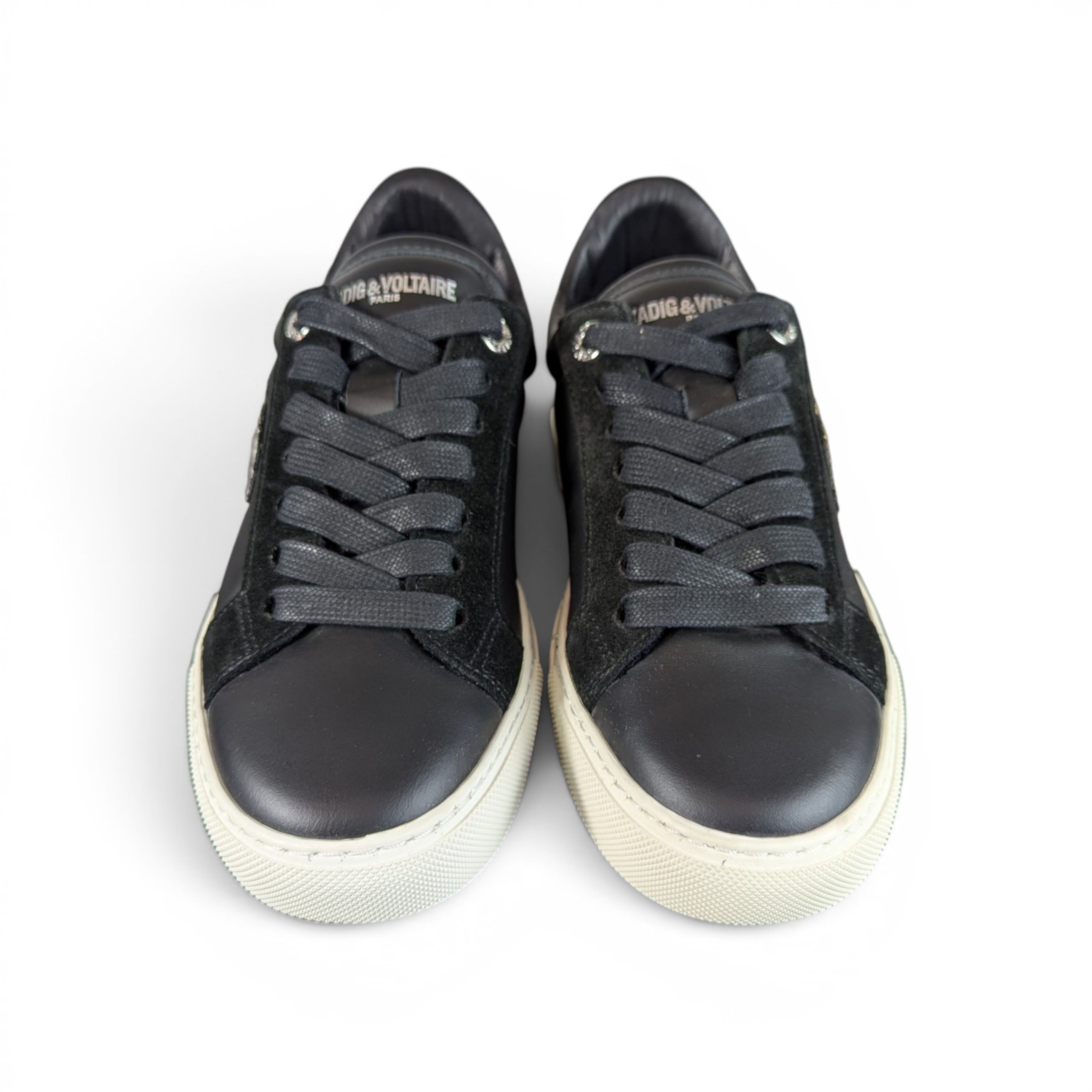 Zadig & Voltaire ZADIG & VOLTAIRE BLACK LEATHER SNEAKERS HEART Size US 6 / IT 36 - 2 Thumbnail