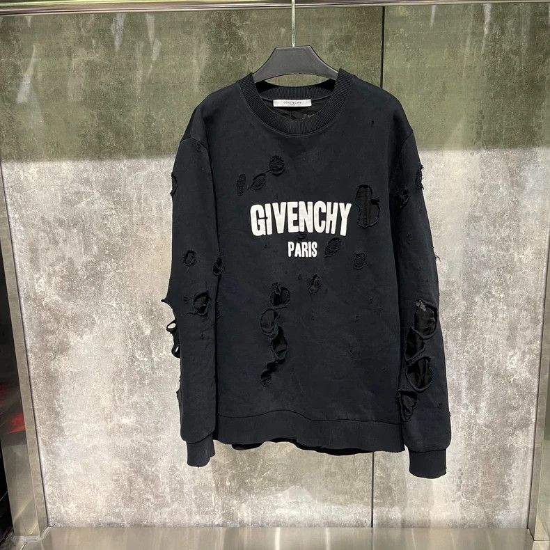 Givenchy Givenchy Hole Destroyed Black Large Logo Net Mesh Sweatshi Size US S / EU 44-46 / 1 - 1 Thumbnail