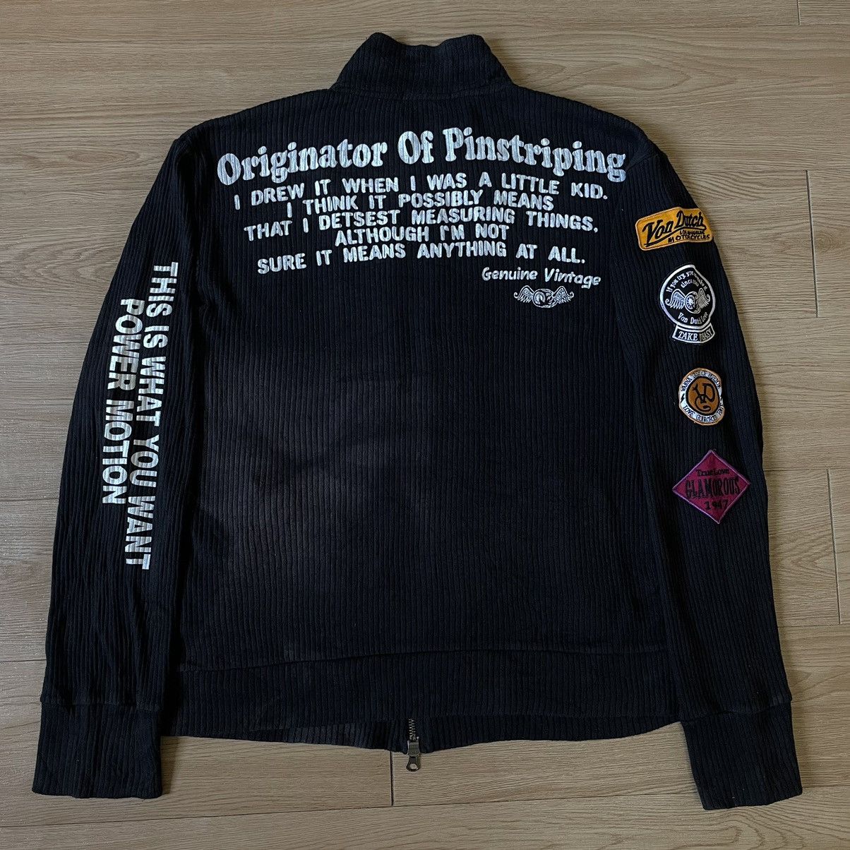 Vintage Von Dutch Poem Patchwork Racing Corduroy Longsleeve