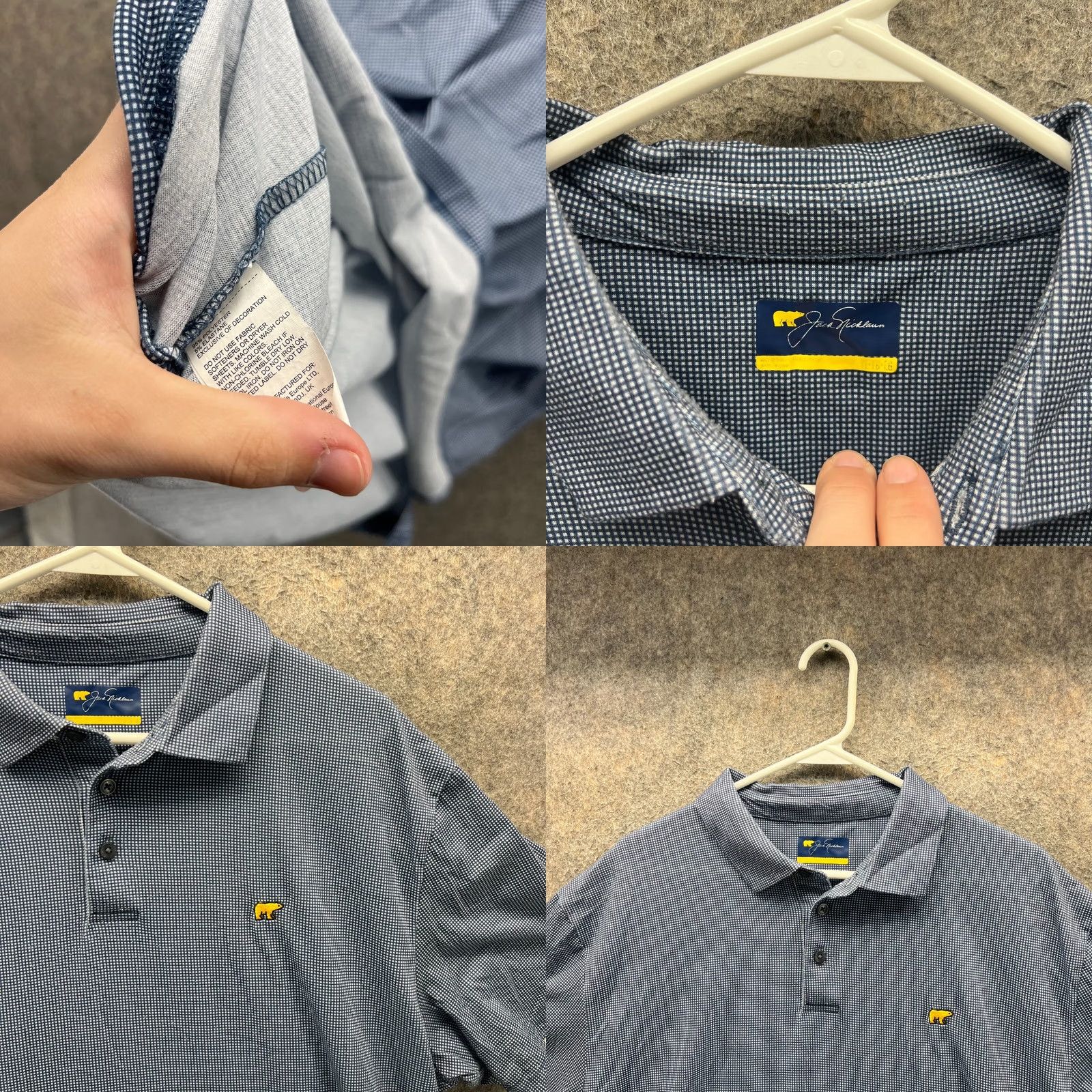 Vintage Jack Nicklaus Polo Shirt Mens XL Blue Knit Preppy Dress Polyester Short Sleeve Button Collar Logo Vintage No Size 46R - 8 Thumbnail