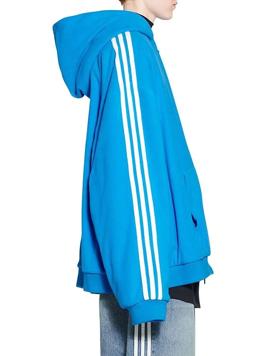 Adidas × Balenciaga o1bcso1str0924 Fleece Zip-Up Hoodie in Blue Size XS / US 0-2 / IT 36-38 - 4 Thumbnail