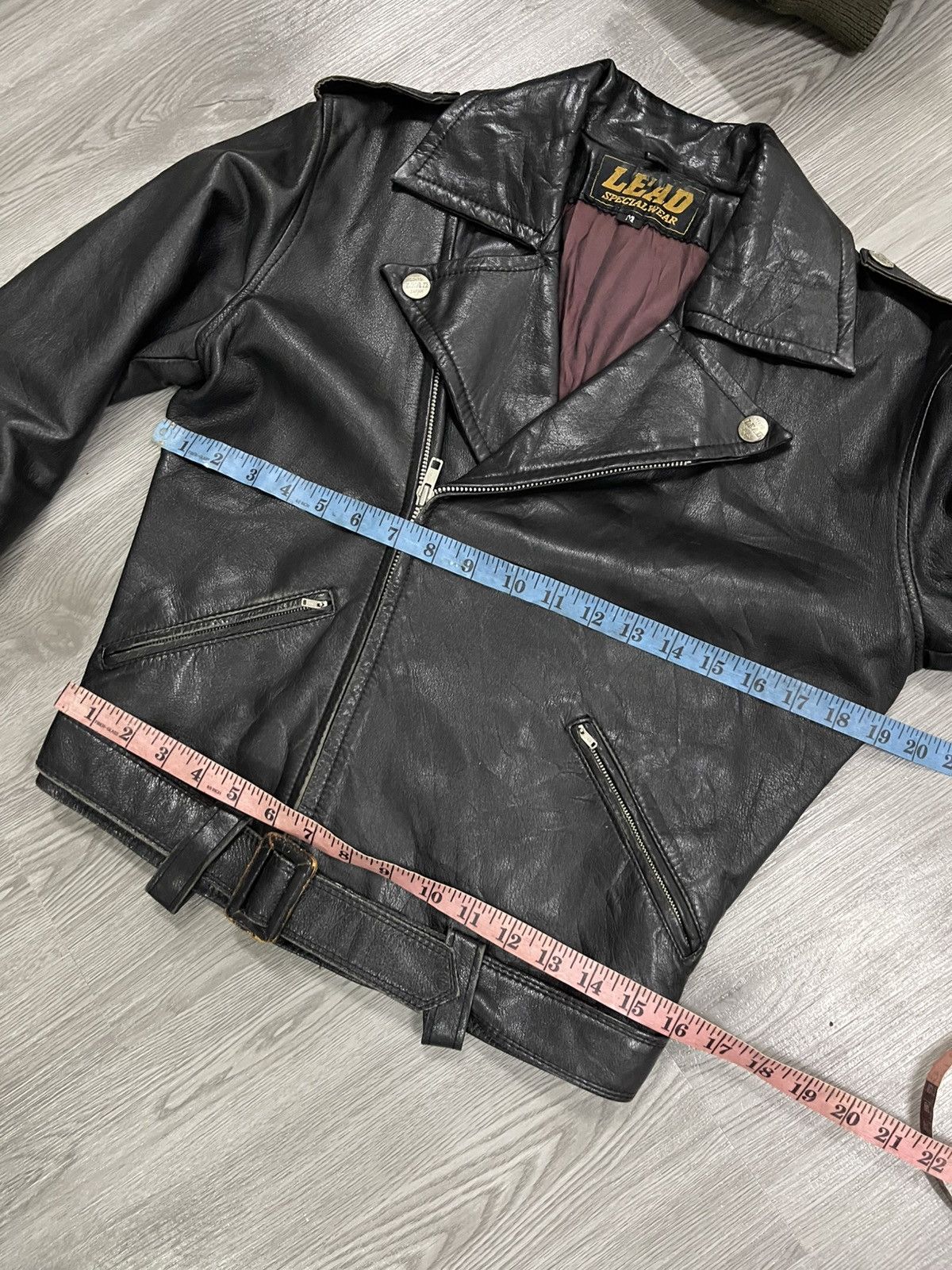 Japanese Brand × Vintage LEAD TOKYO JAPAN SPECIALWEAR DOUBLE COLLAR LEATHER JACKET Size M / US 6-8 / IT 42-44 - 15 Thumbnail