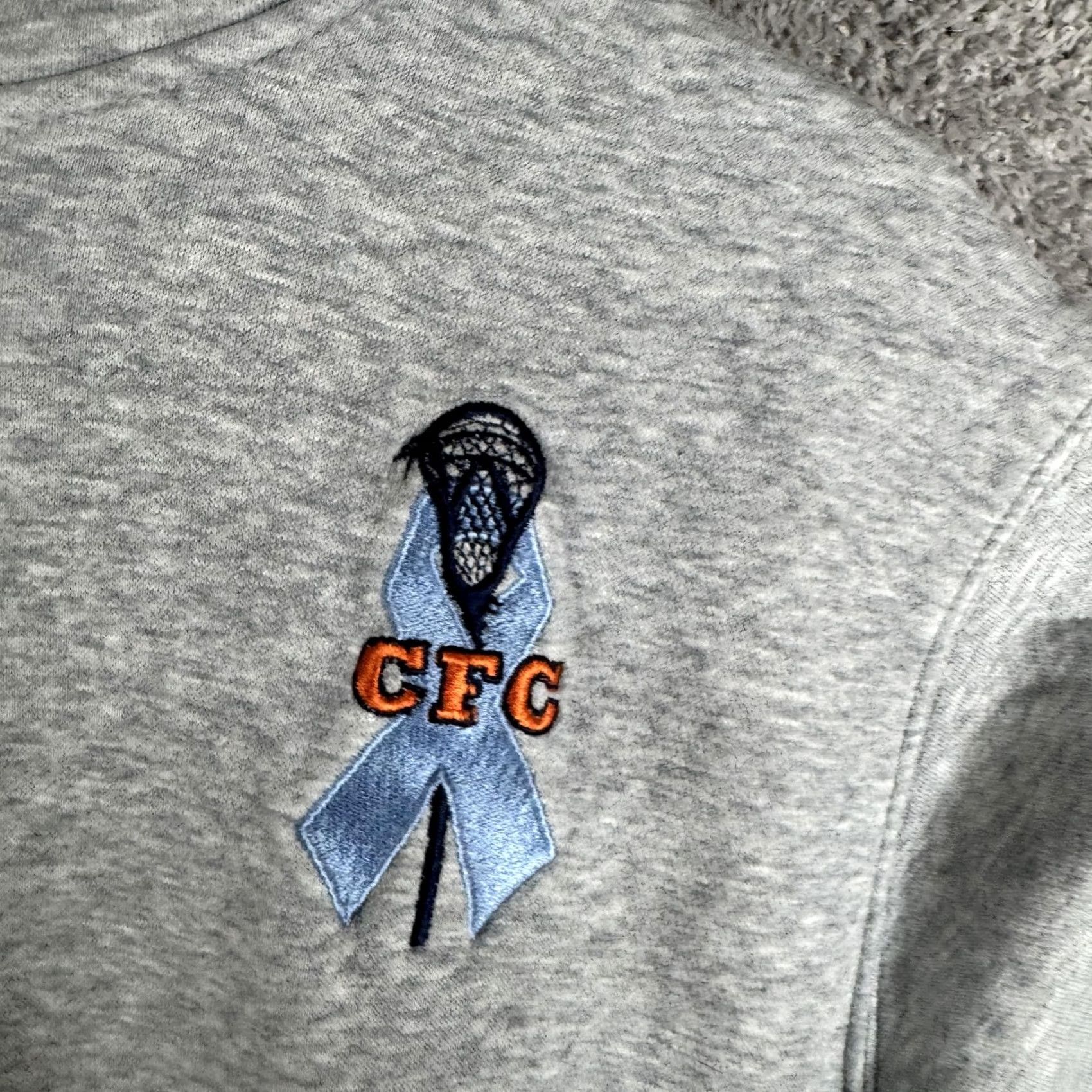 Nike Nike Hoodie Mens Medium Gray Pullover Fleece Sweatshirt CFC Lacrosse Ribbon Logo Size US M / EU 48-50 / 2 - 7 Thumbnail