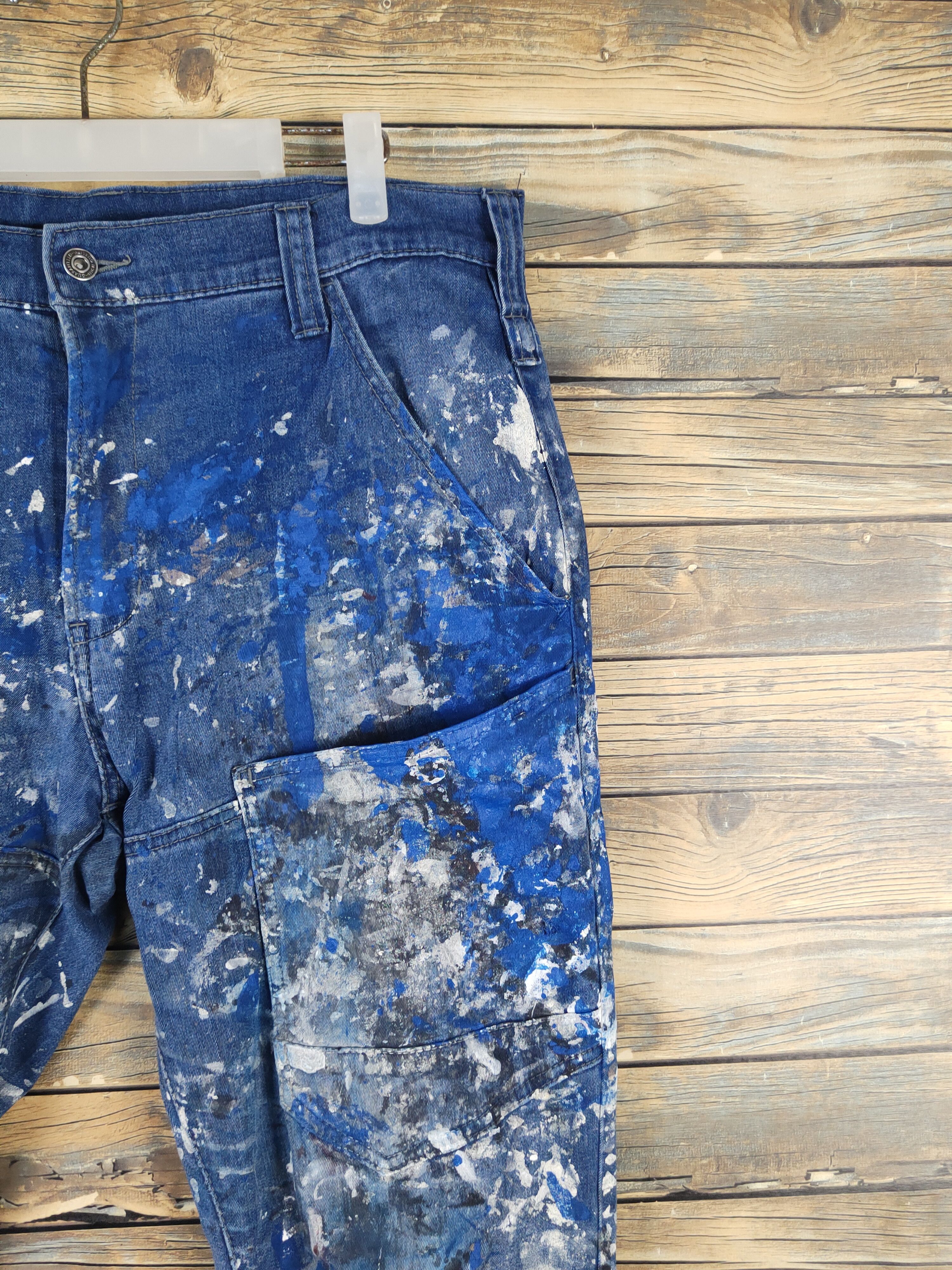 Japanese Brand Japan painter Blue Distressed Ripped denim Jeans #W1984 Size US 36 / EU 52 - 5 Thumbnail