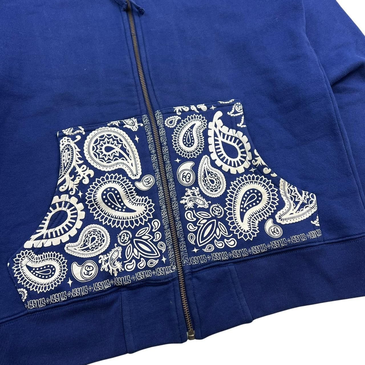 Stussy Vintage 2000s Stussy Blue Paisley Zip Up Hoodie - Small Size US S / EU 44-46 / 1 - 3 Thumbnail