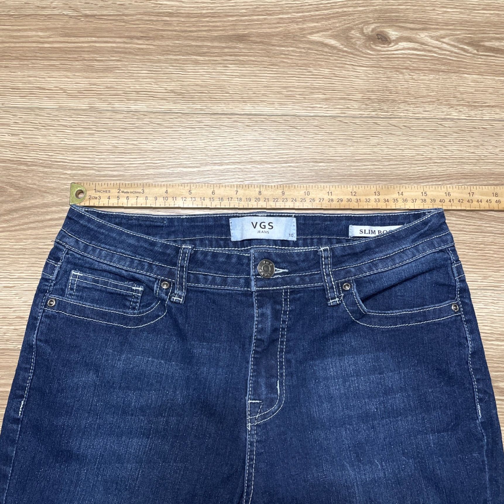 Denime VGS Women's Jeans Size 10 Slim Bootcut Denim Embroidered Mid Rise Stretch Blue Size 32" / US 10 / IT 46 - 4 Thumbnail