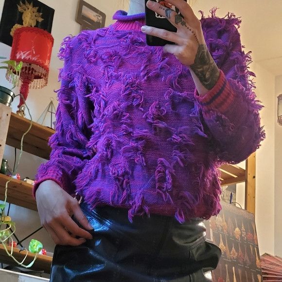 Vintage Vintage Grand Knitwear Space Dye Fringe Patch Sweater - M Size M / US 6-8 / IT 42-44 - 2 Thumbnail