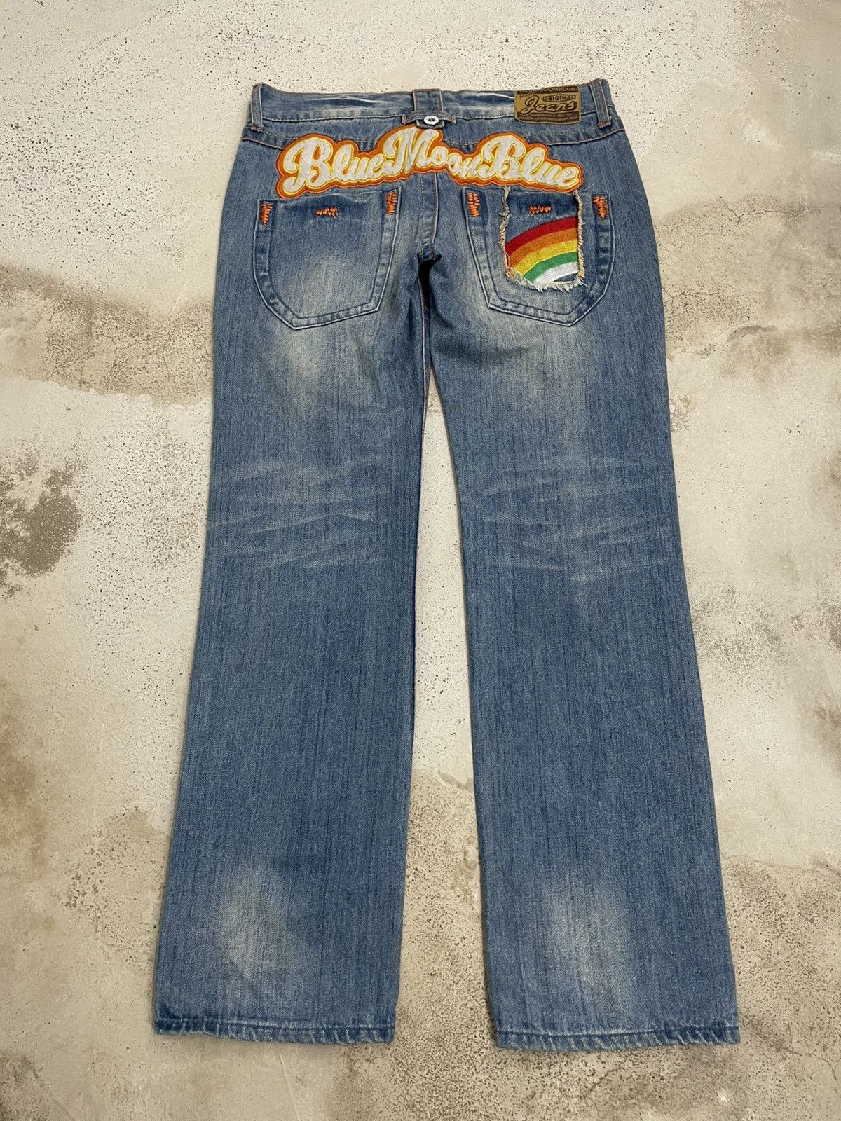 Blue Moon Blue Rainbow Embroidered Hard Stich Whisker Dirt