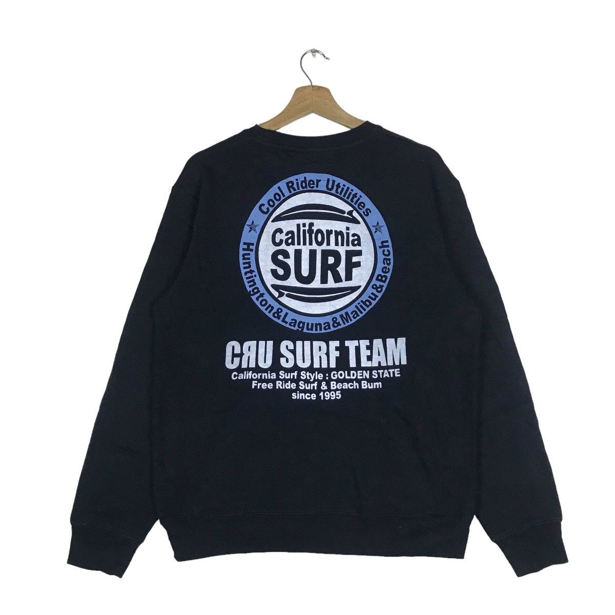 image of Vintage Cool Rider Utilities Cru Designs Pullover Jumper in Black, Men's (Size XL)