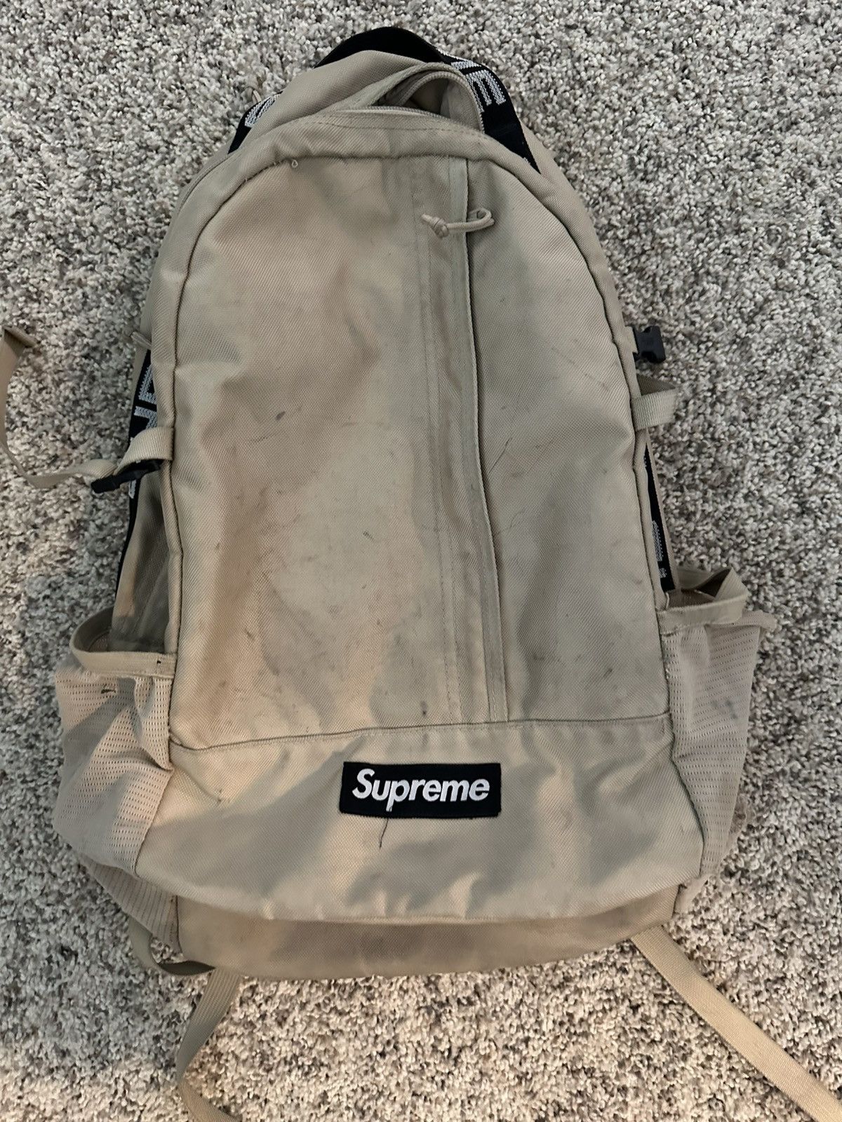 スケートボード Supreme 18SS Backpack Tan    ryo Supreme SS18 Tan Backpack ~so sick and roomy ~great | Depop
