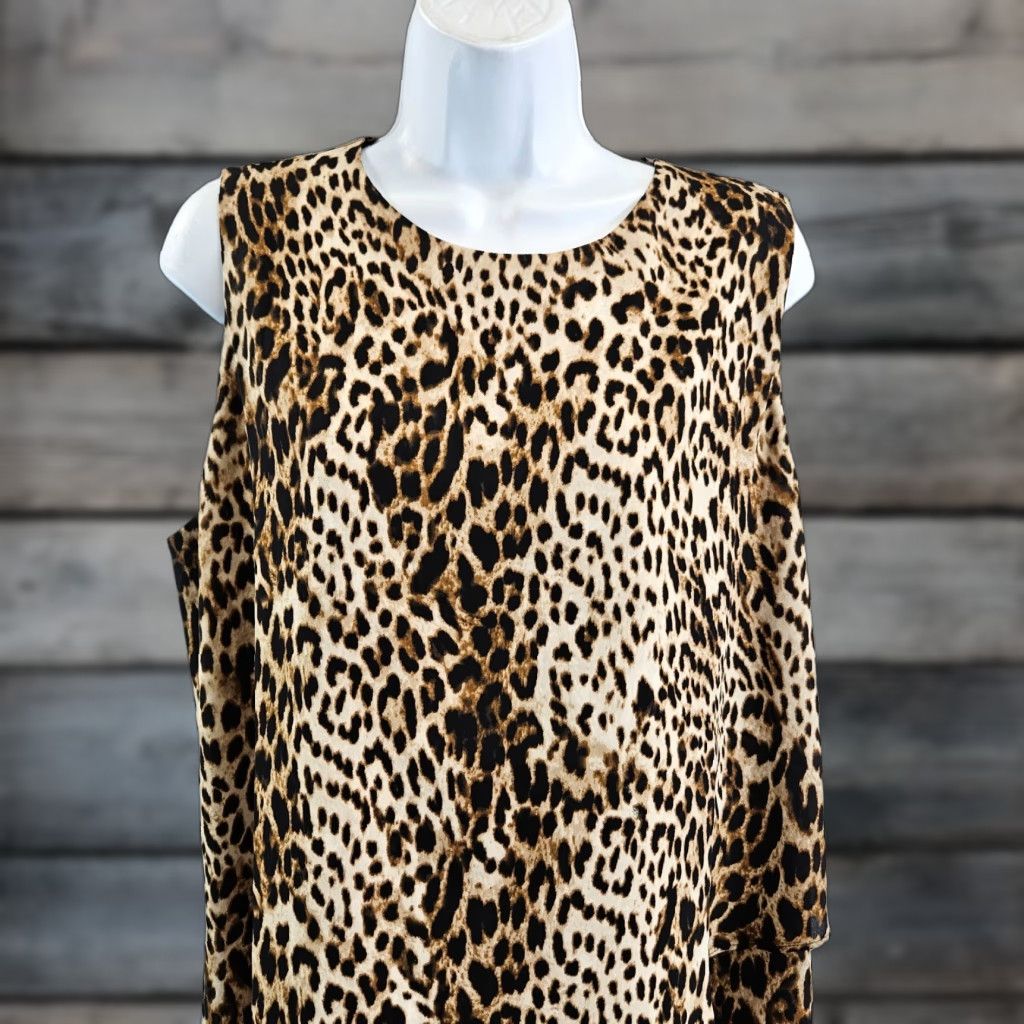 Vintage Chicos Womens Top Sleeveless Brown Animal Print Size Large Blouse Size L / US 10 / IT 46 - 1 Thumbnail