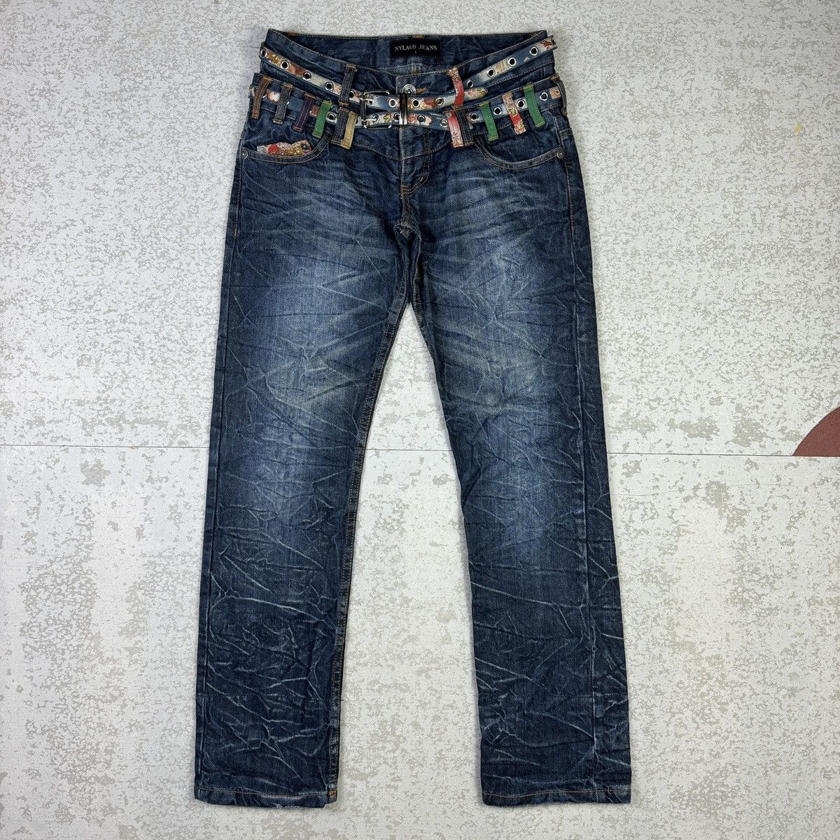 14th Addiction × If Six Was Nine × Japanese Brand Nylaus Distressed Double Waist Jeans Size US 30 / EU 46 - 3 Thumbnail