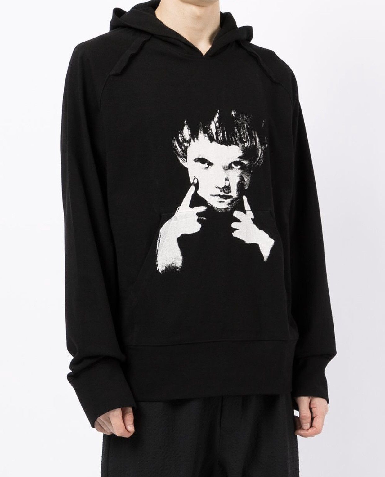 image of Yohji Yamamoto 21Aw Face Portrait Hoodie in Black, Men's (Size Medium)