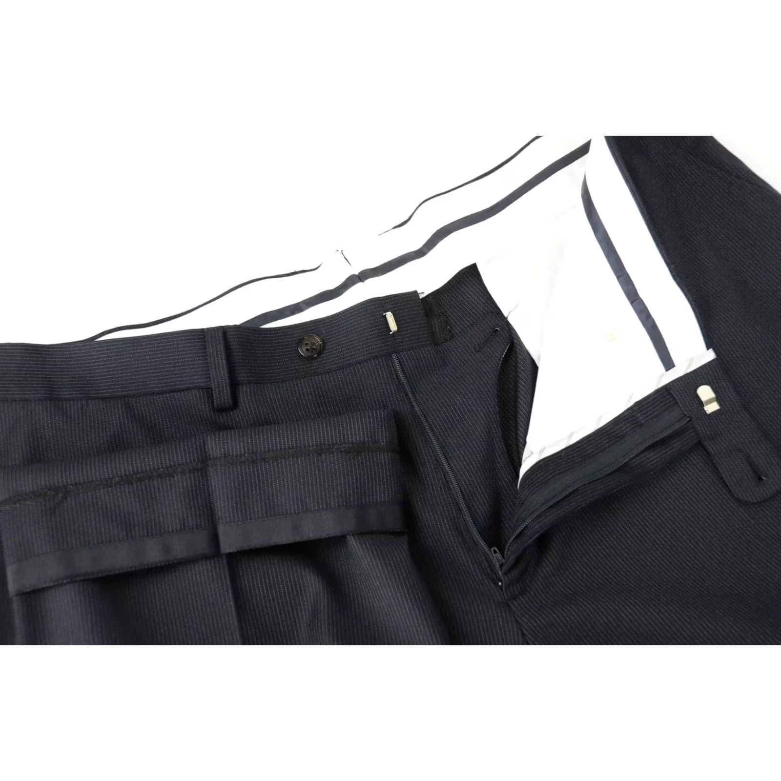 Suitsupply Suitsupply Trousers Men UK 44 / W40 Wool Pinstriped Classic Navy Blue Trousers Mens Size 44 W40 Wool Pinstriped Navy Blue Size US 44 / EU 60 - 4 Thumbnail
