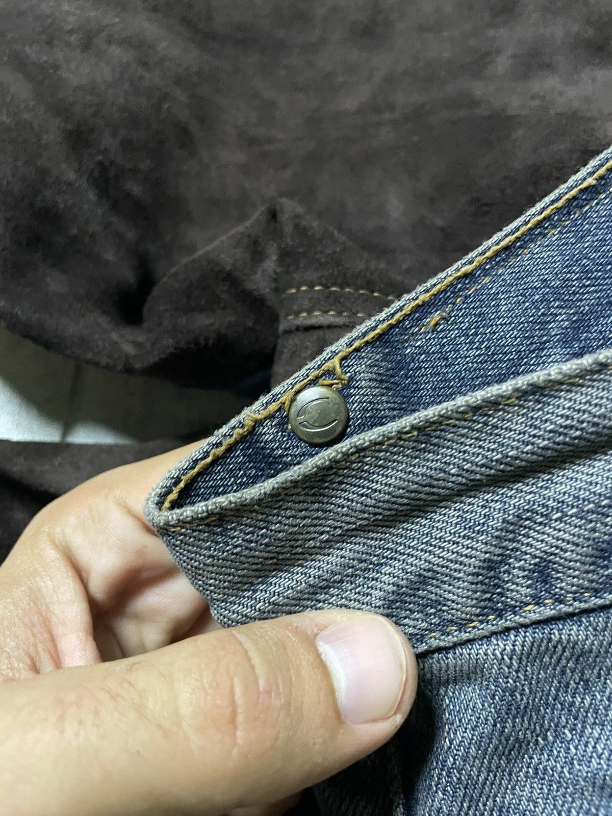 Roberto Cavalli AW2003 Cavalli Two Tone Hybrid Blue Leather Denim Jeans Size US 31 - 10 Thumbnail