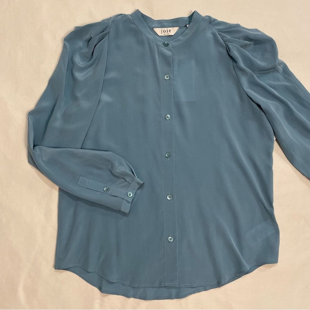 Joie NWT New $278 Joie Eldridge Blue Silk Blouse Size M Size M / US 6-8 / IT 42-44 - 6 Thumbnail