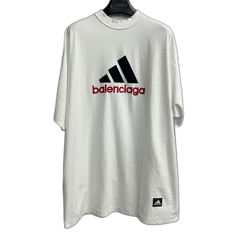 Balenciaga Adidas White Embroidery Logo T-Shirt-yf